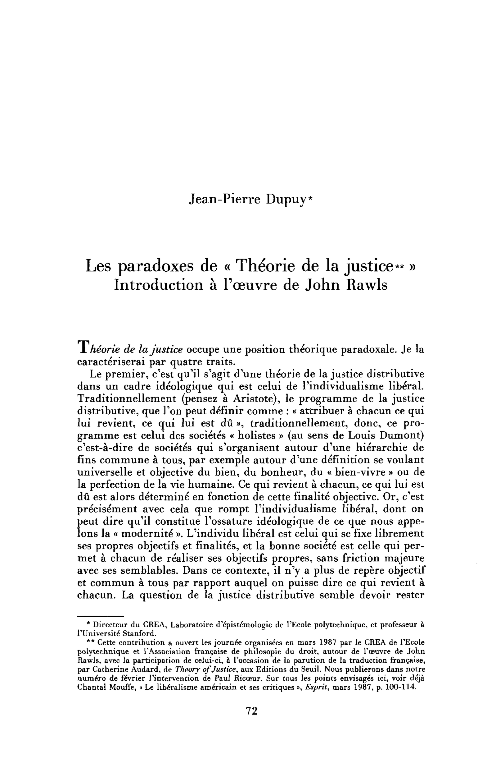 Les paradoxes de « Théorie de la justice », introduction à l’oeuvre de John Rawls