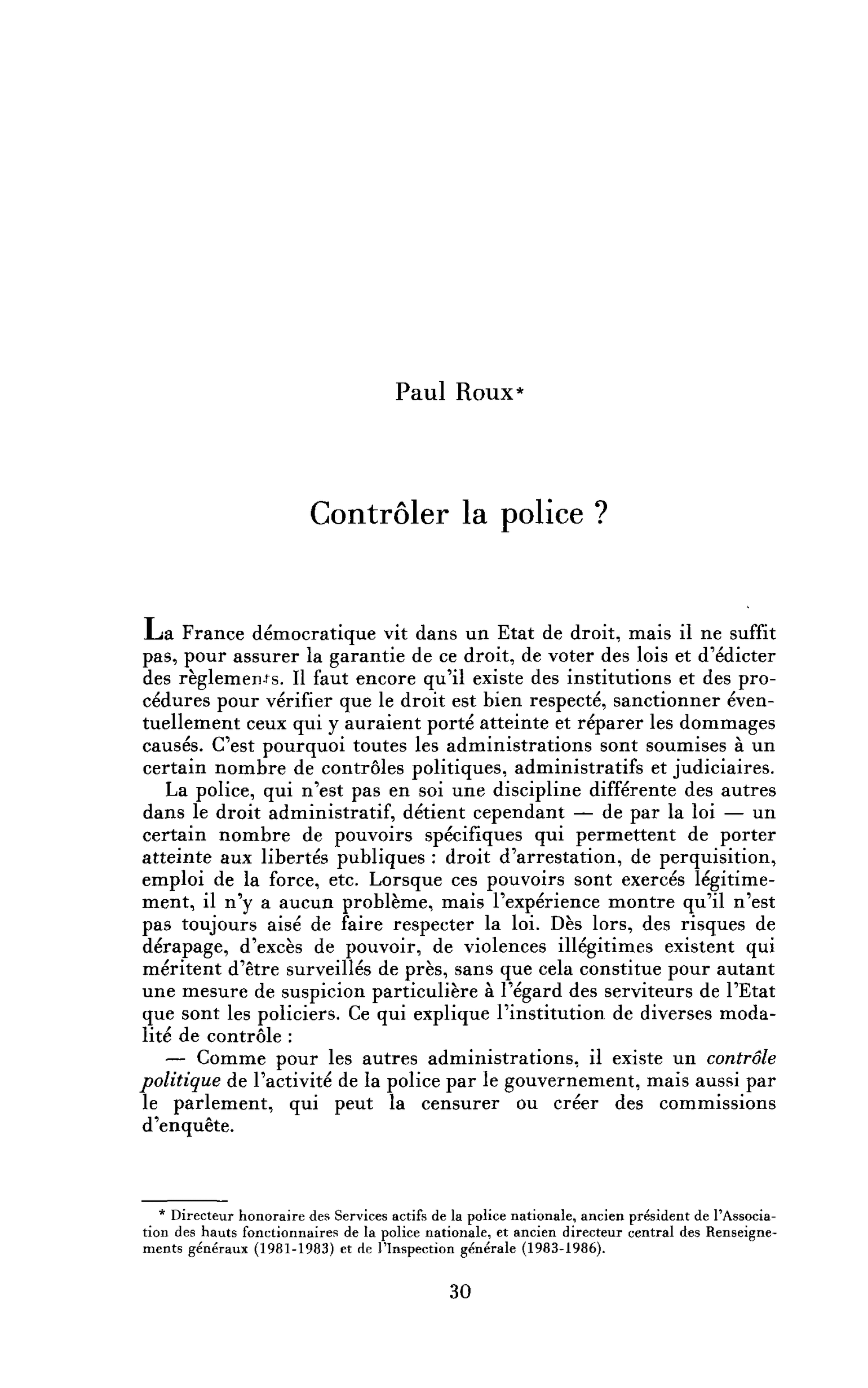 Contrôler la police ?