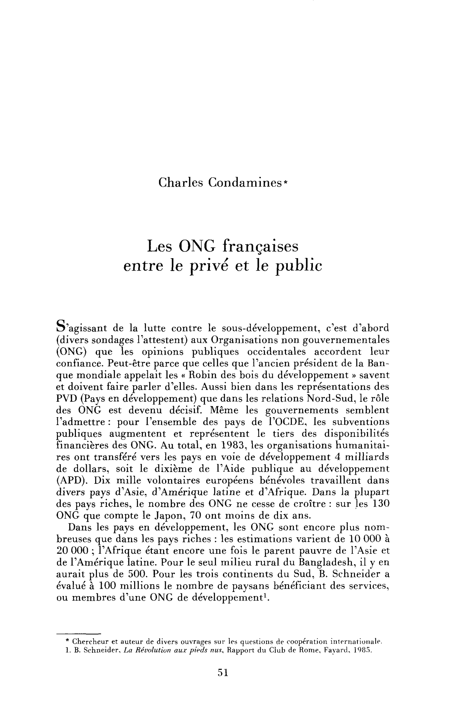 Les ONG françaises entre le privé et le public