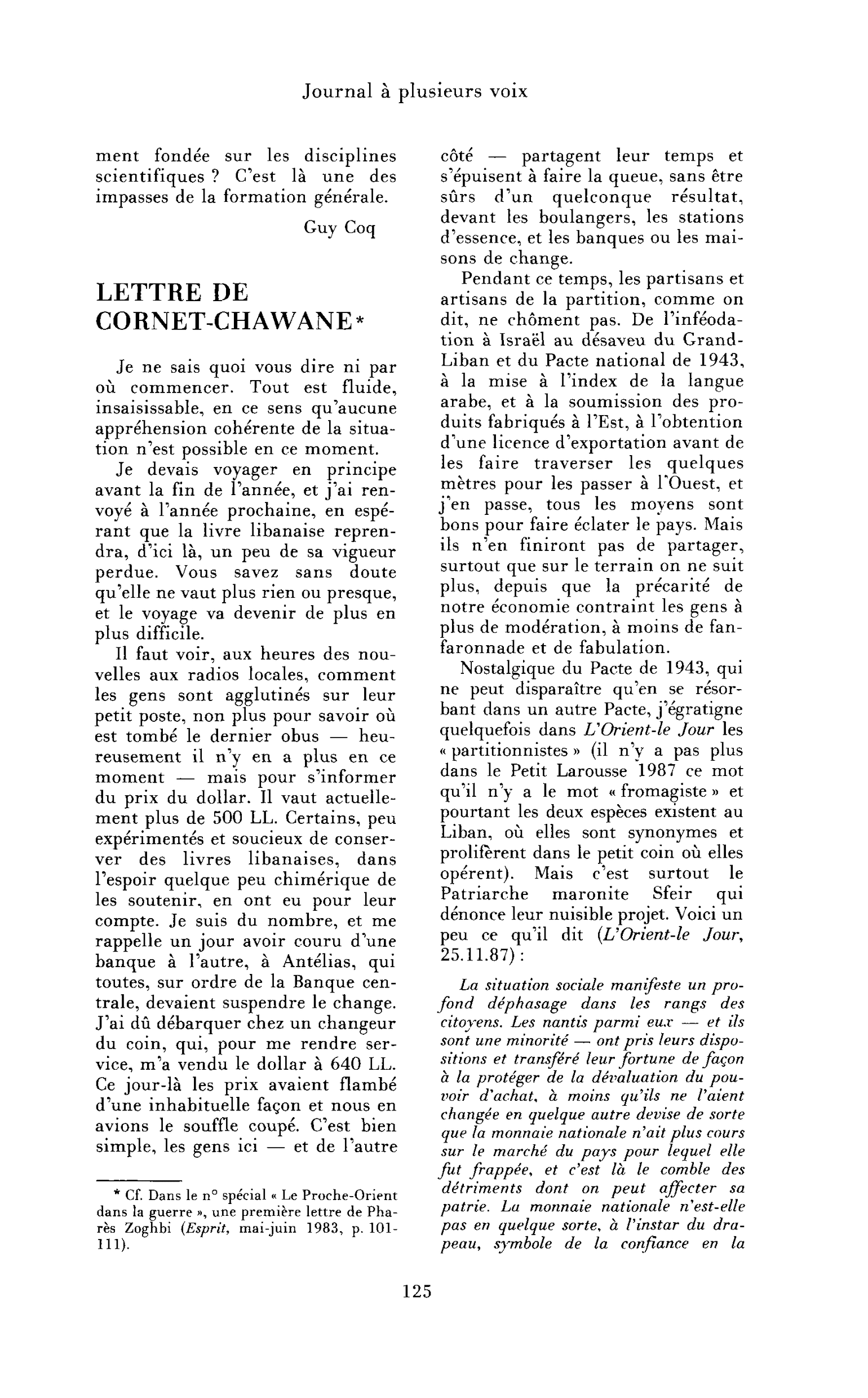 Lettre de Cornet-Chawane