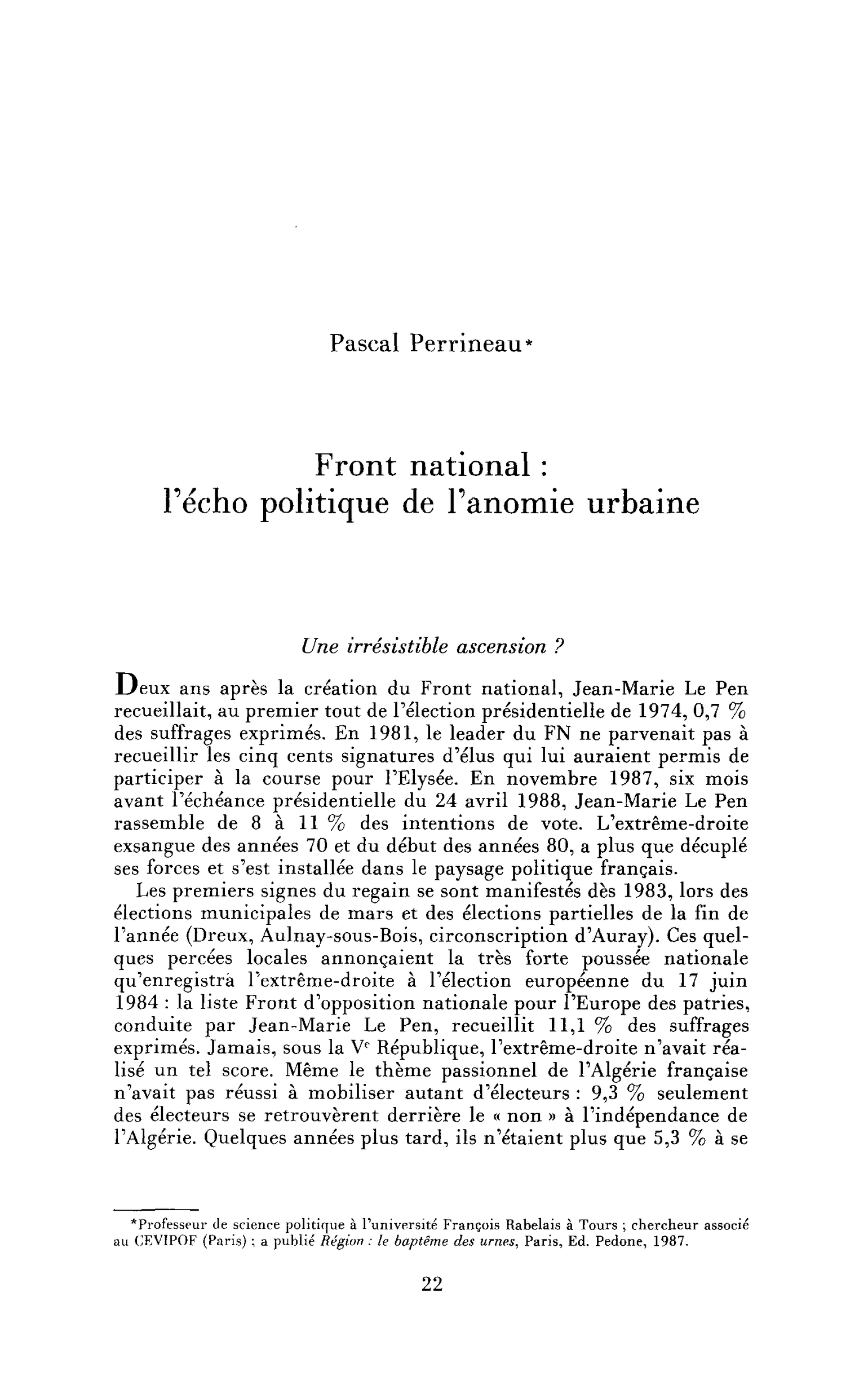 Front national : l’écho politique de l’anomie urbaine
