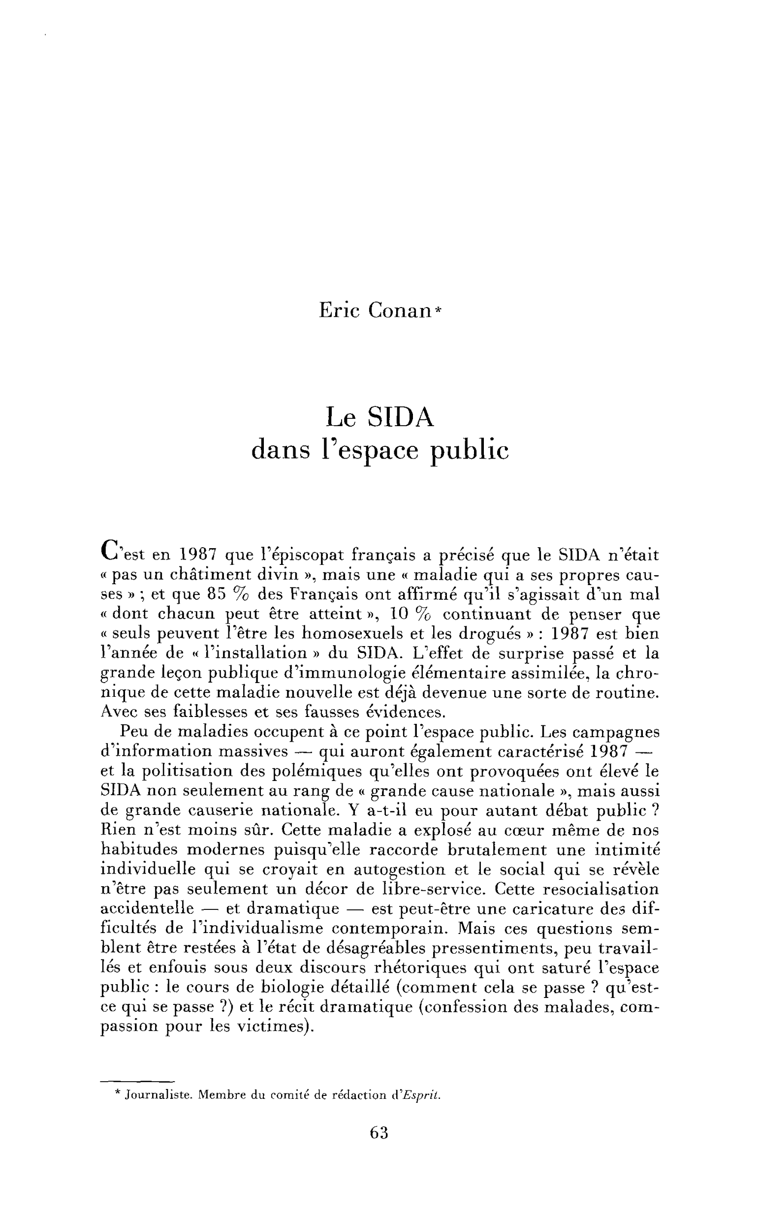 Le SIDA dans l’espace public