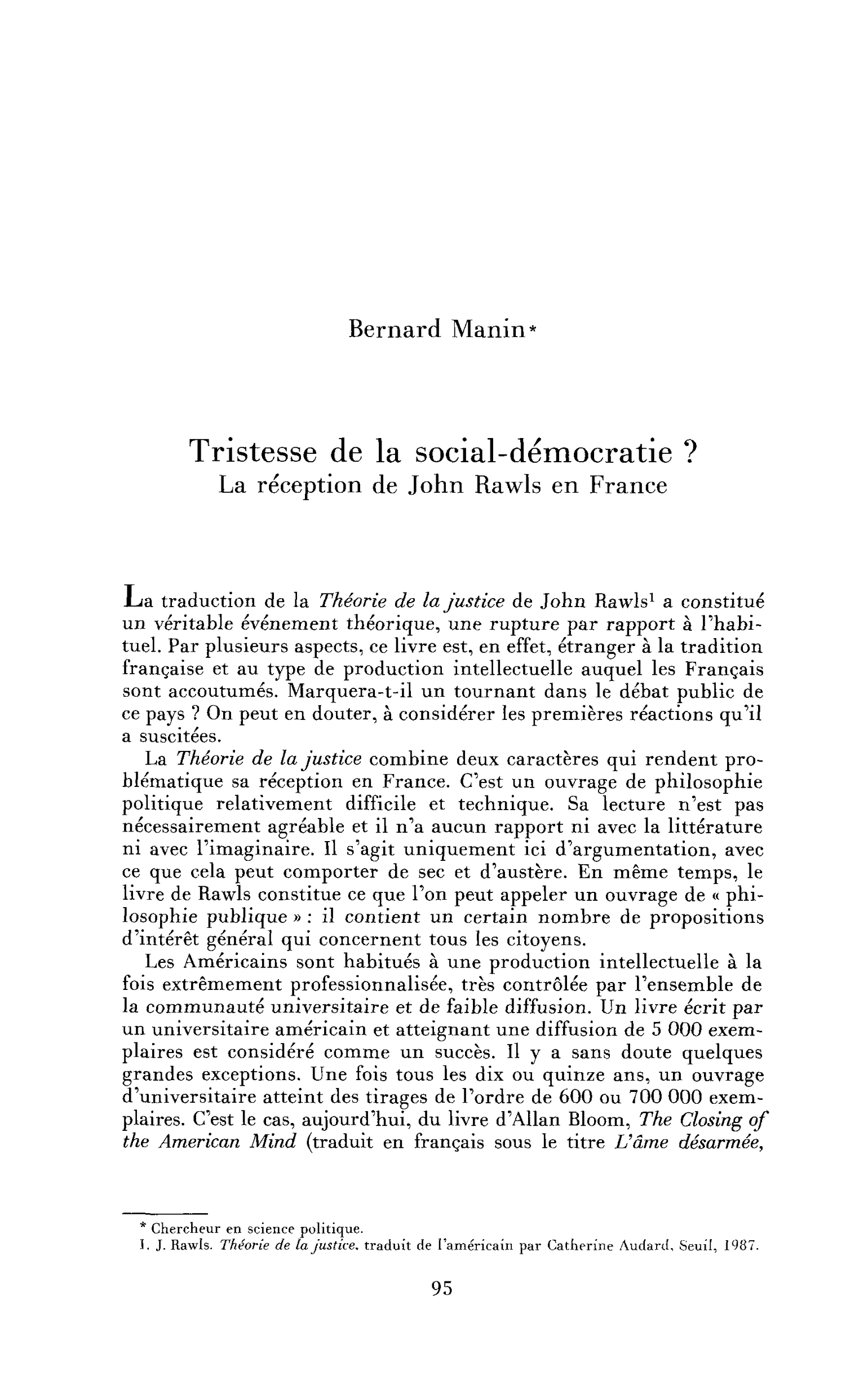 Tristesse de la social-démocratie ?