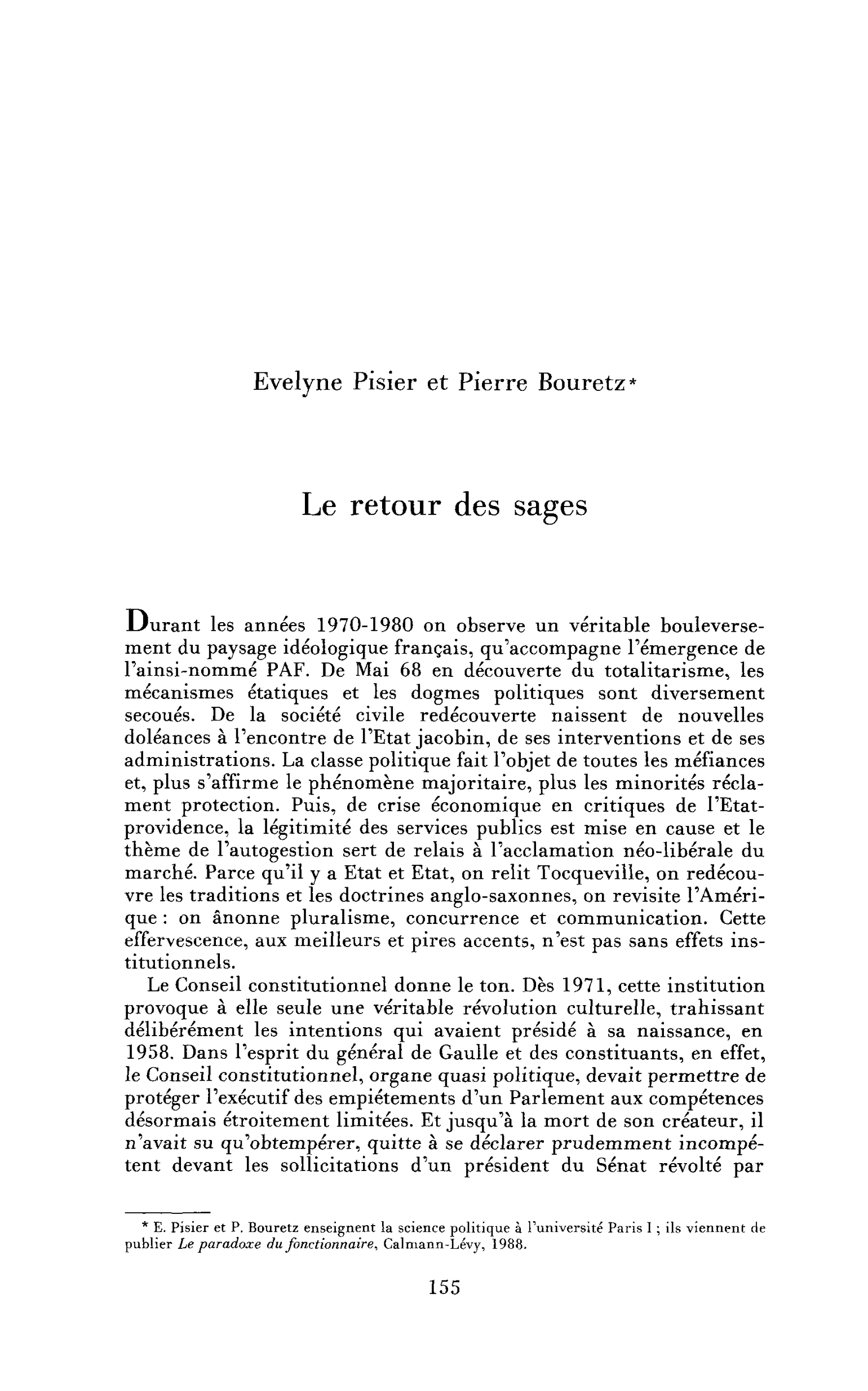 Le retour des sages