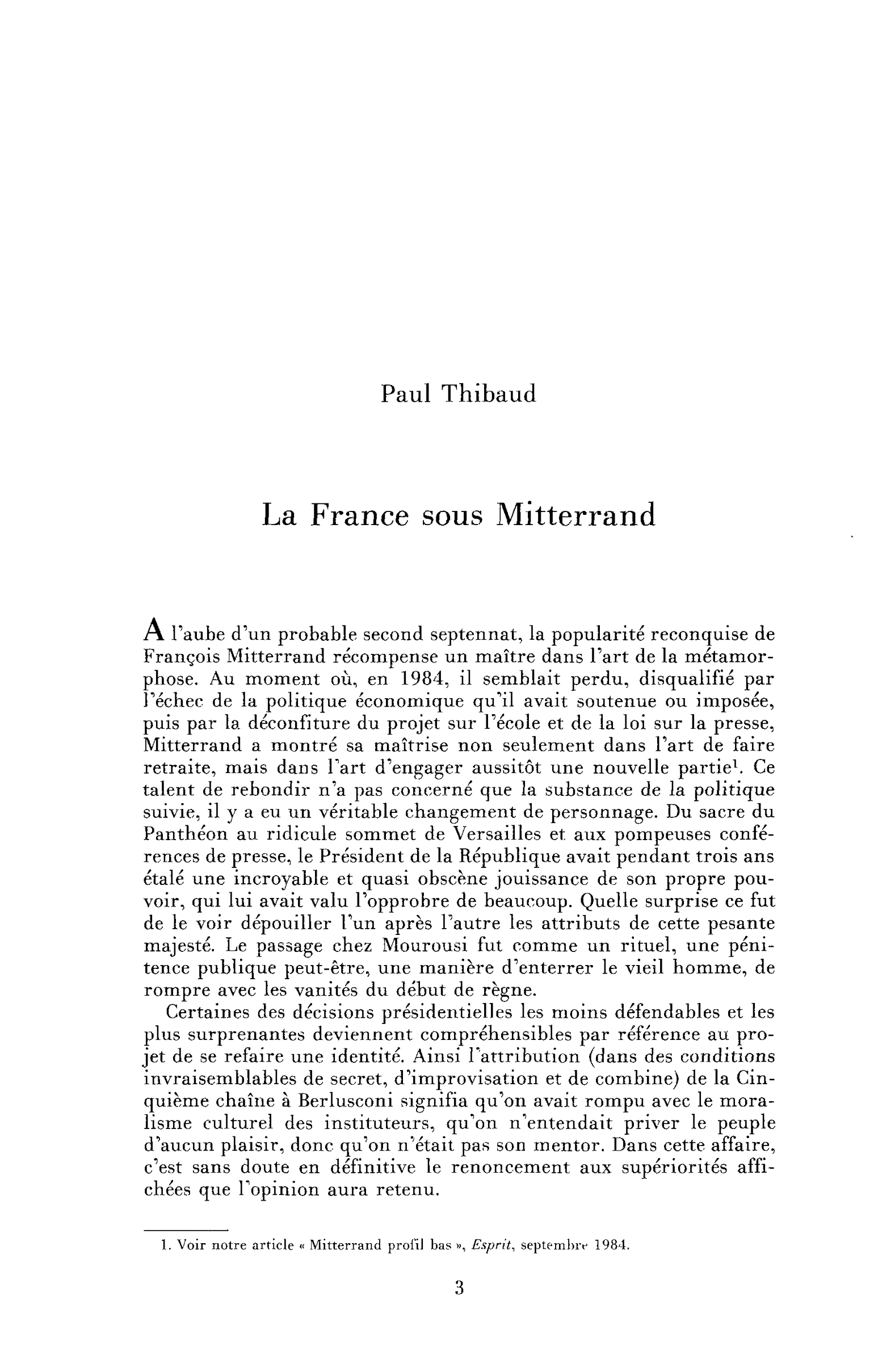 La France sous Mitterrand