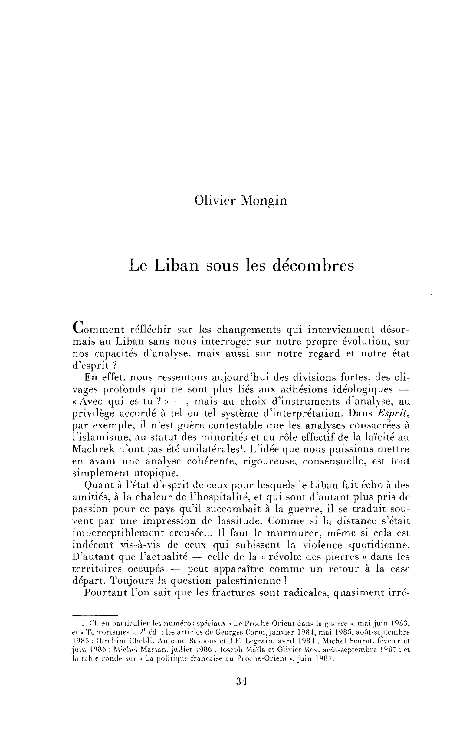 Le Liban sous les décombres