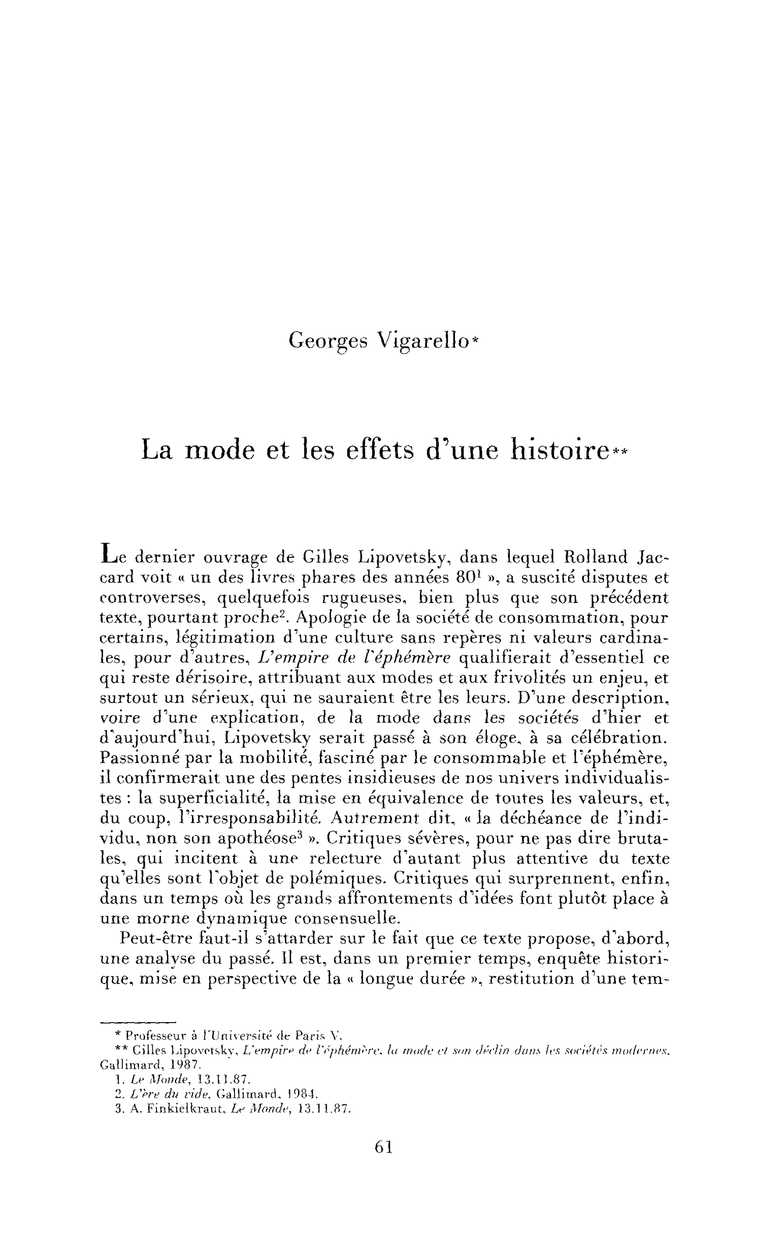 La mode et les effets d’une histoire