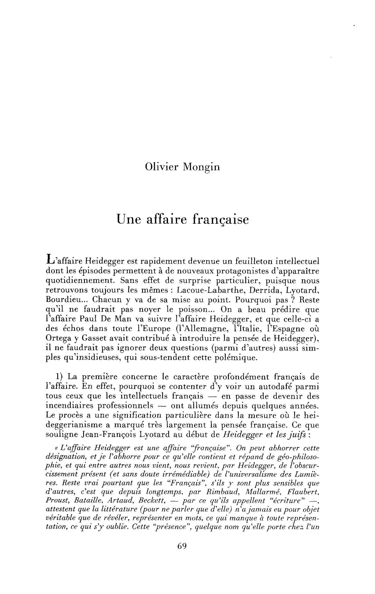 Une affaire française (Heidegger)