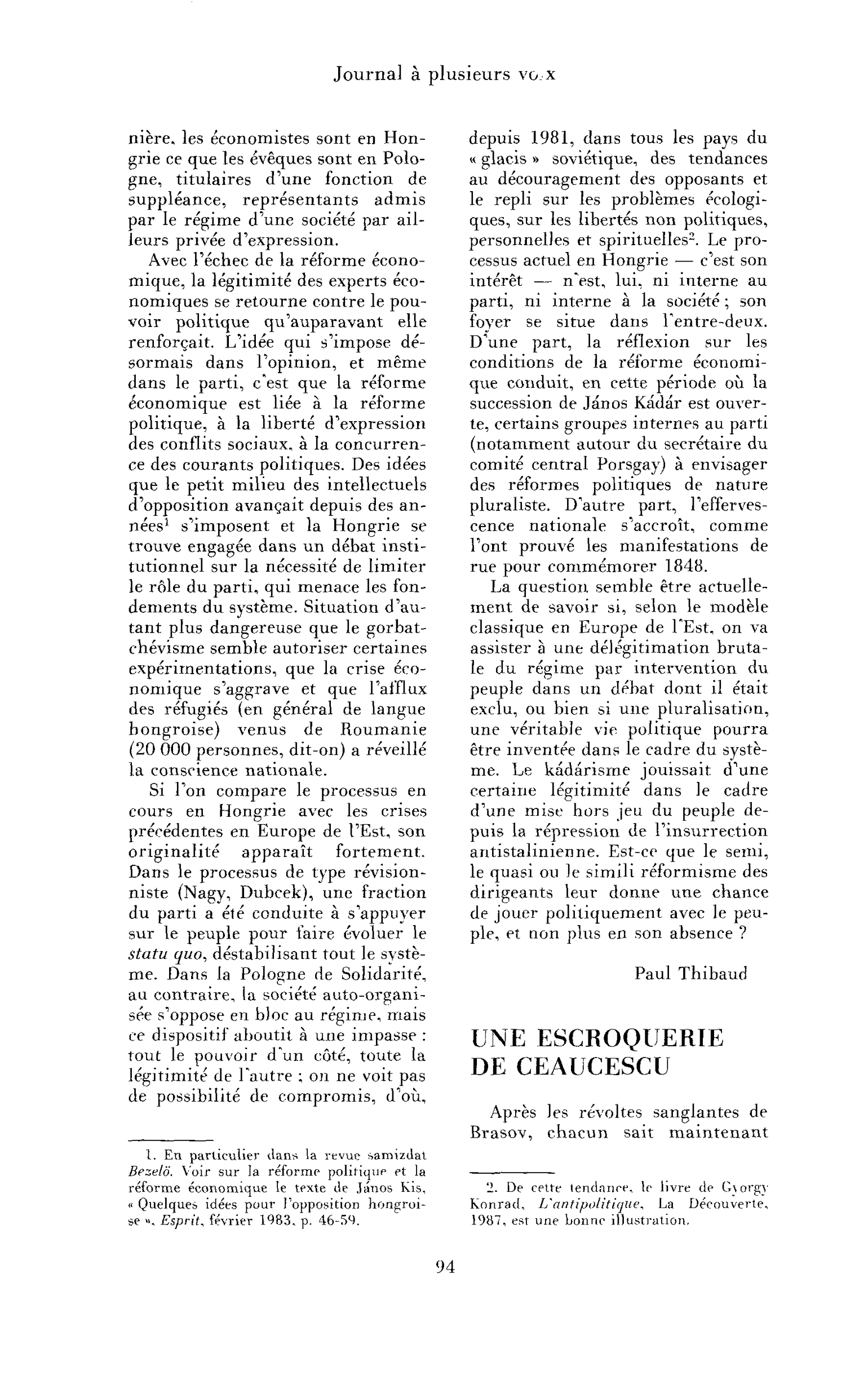 Une escroquerie de Ceaucescu