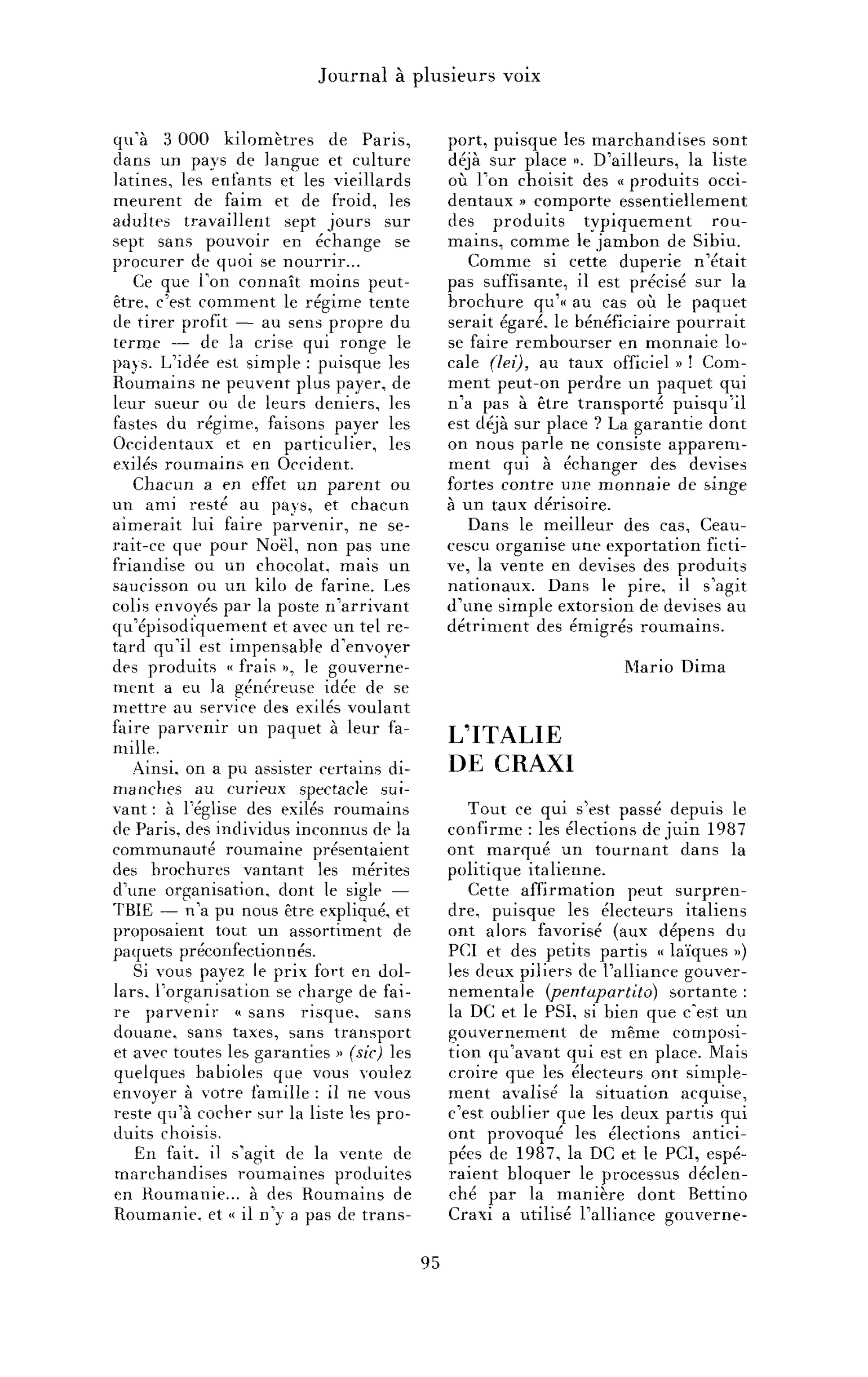 L’Italie de Craxi