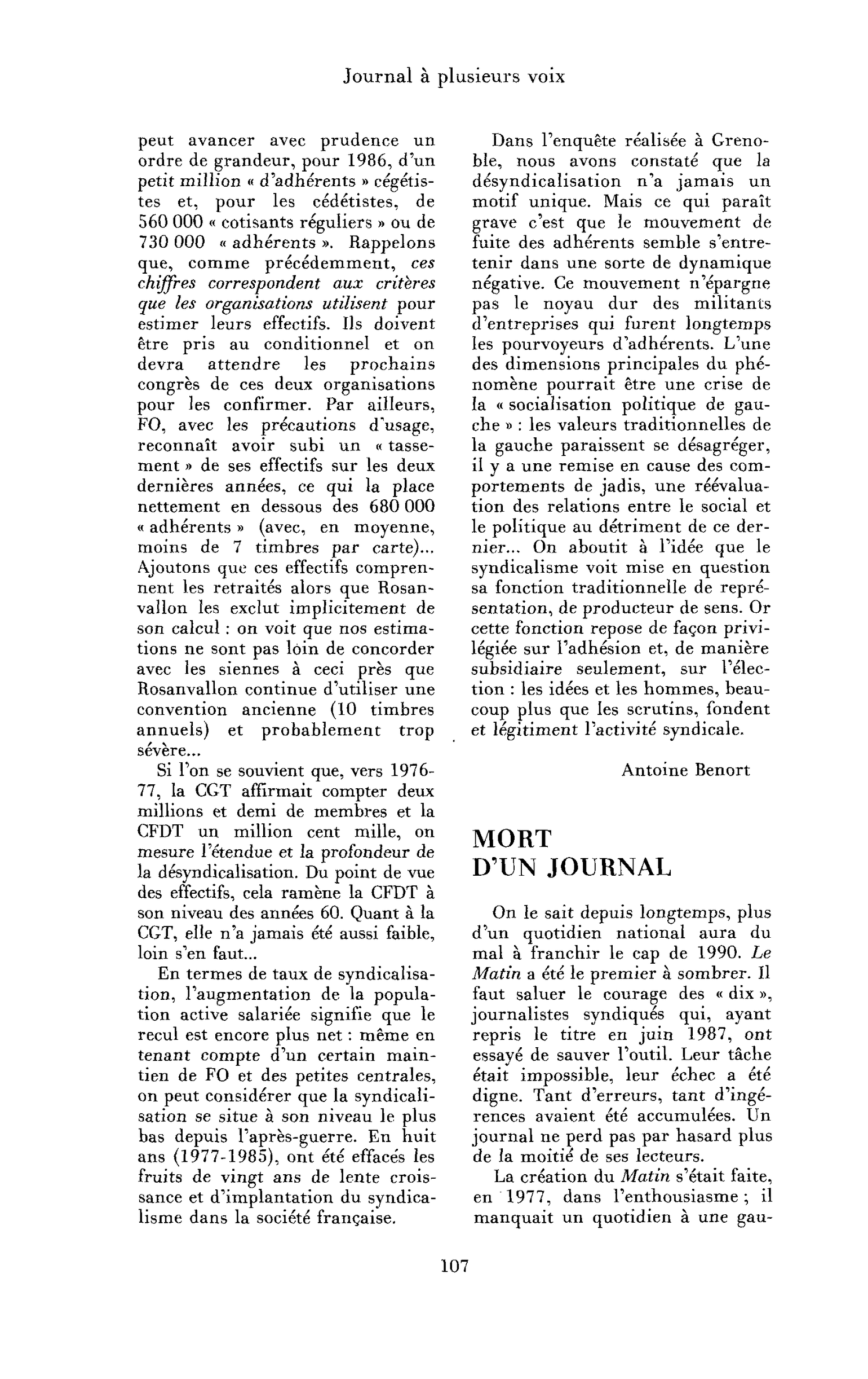 Mort d’un journal