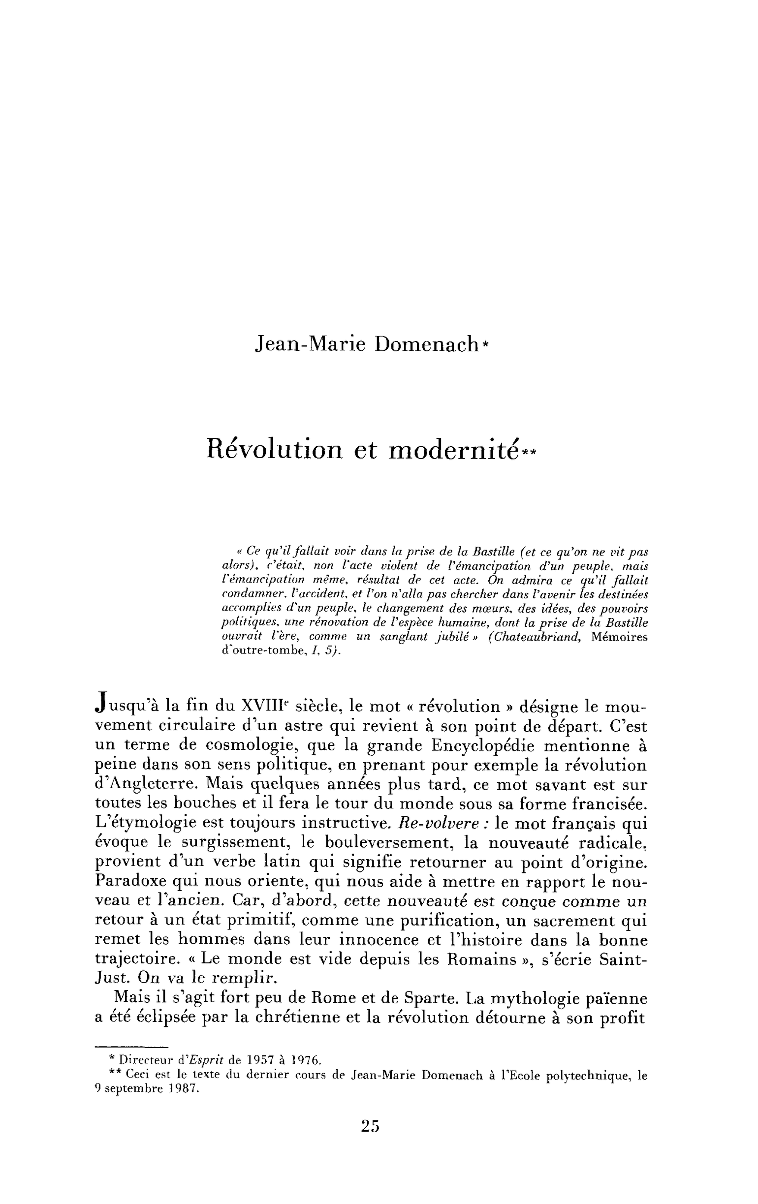 Révolution et modernité