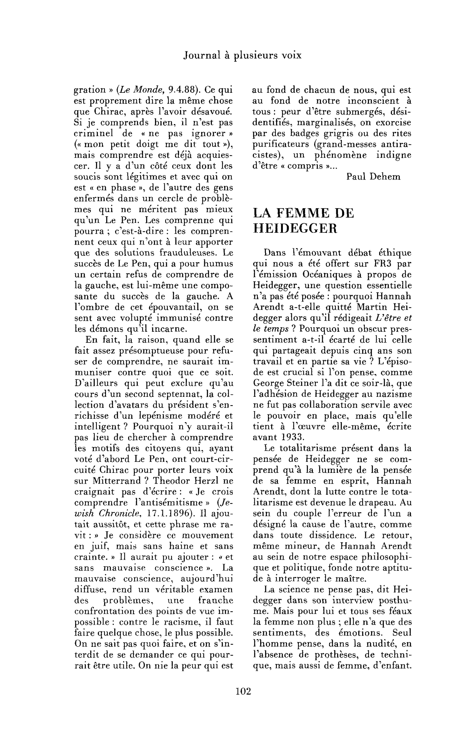 La femme de Heidegger
