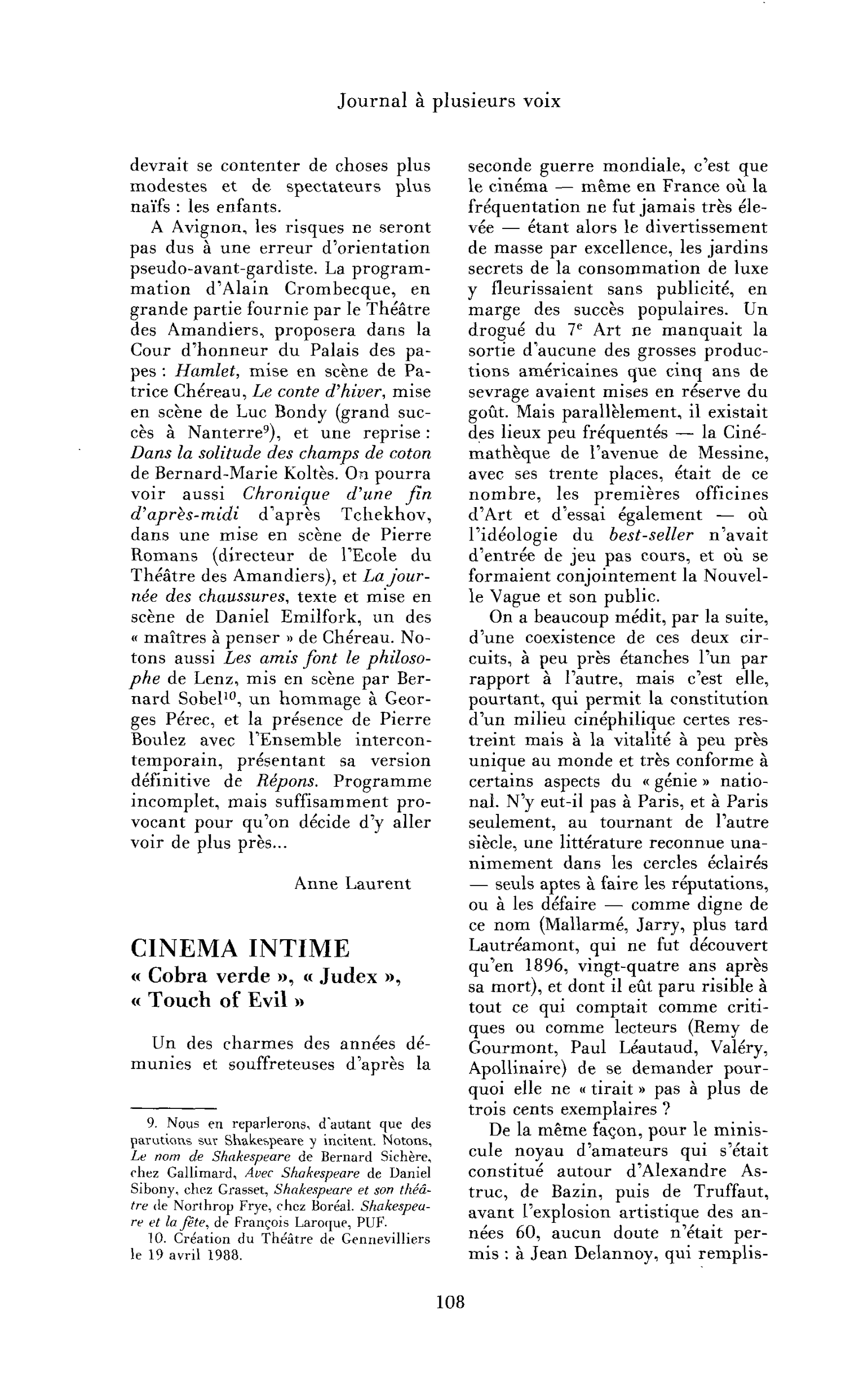 Cinéma intime : « Cobra verde », « Judex », « Touch of Evil »