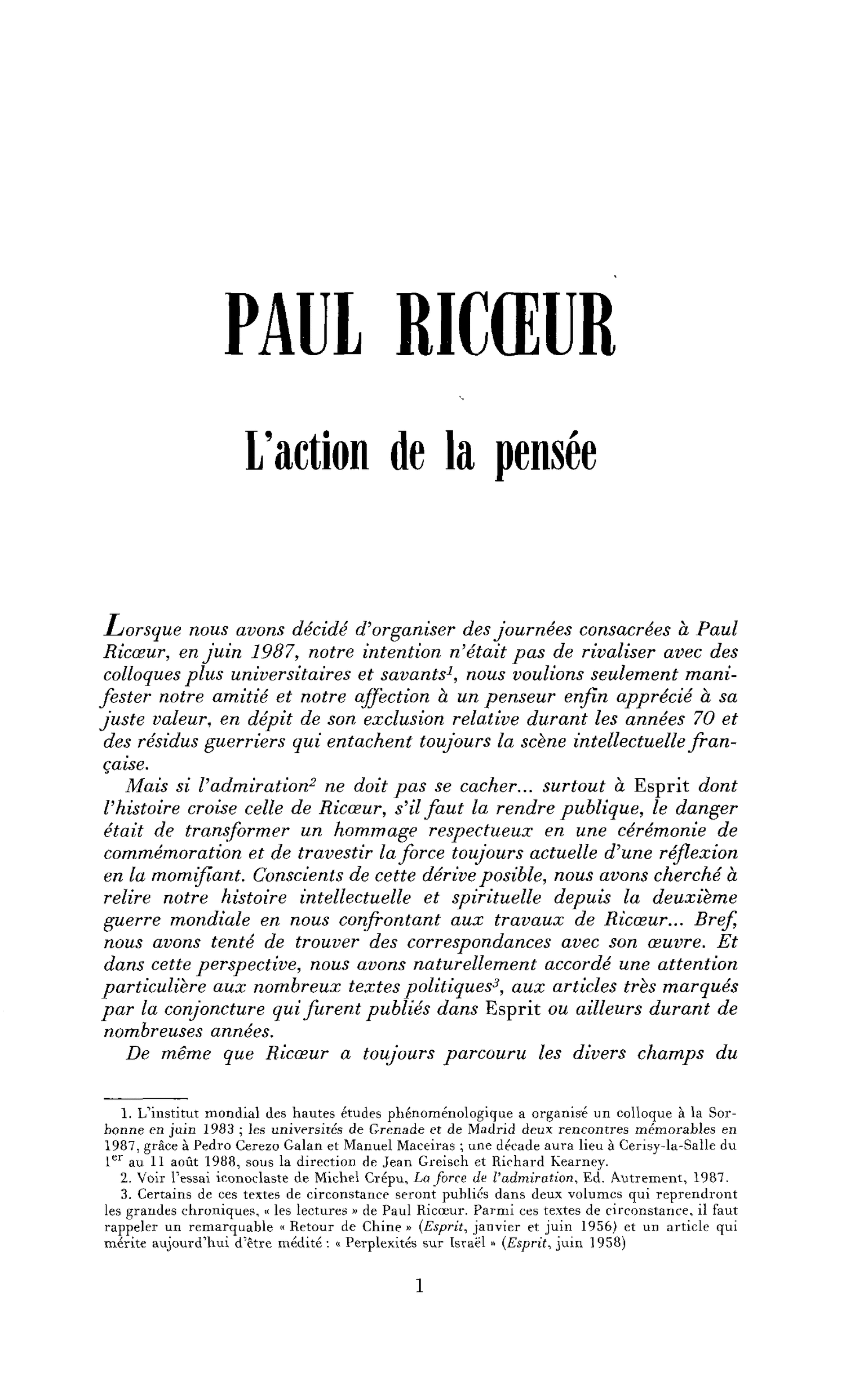 L’action de la pensée