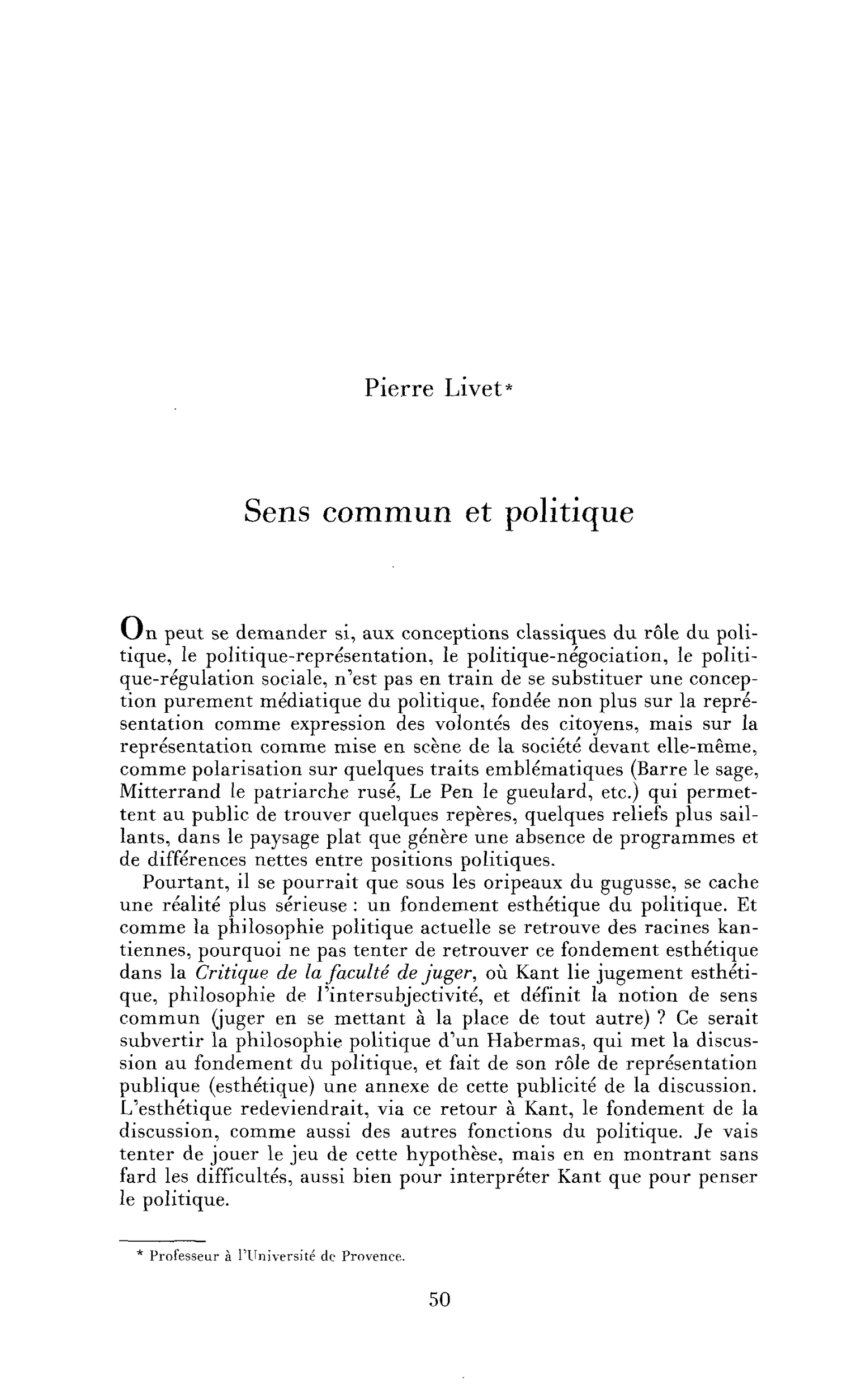 Sens commun et politique