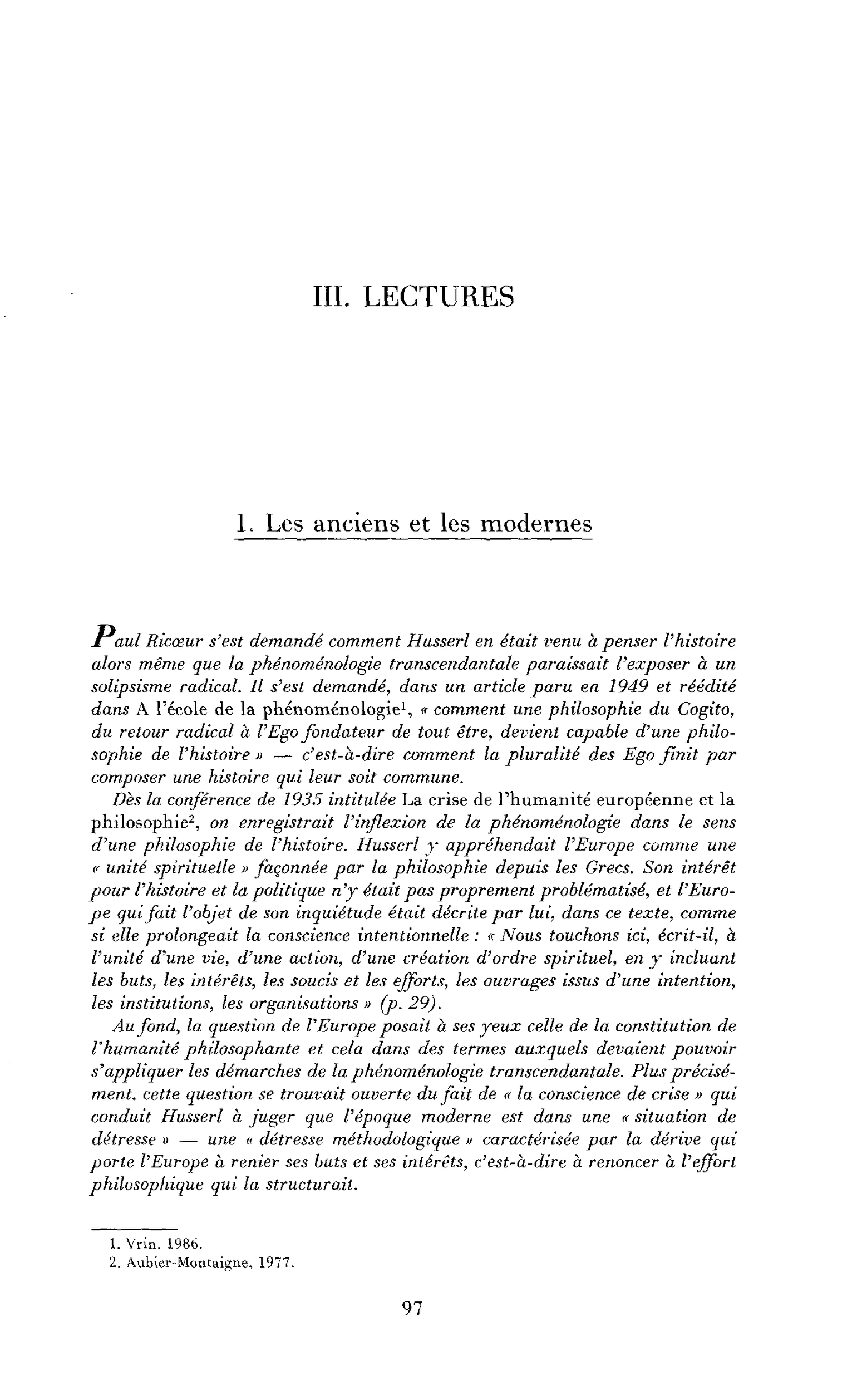 Introduction : Les anciens et les modernes