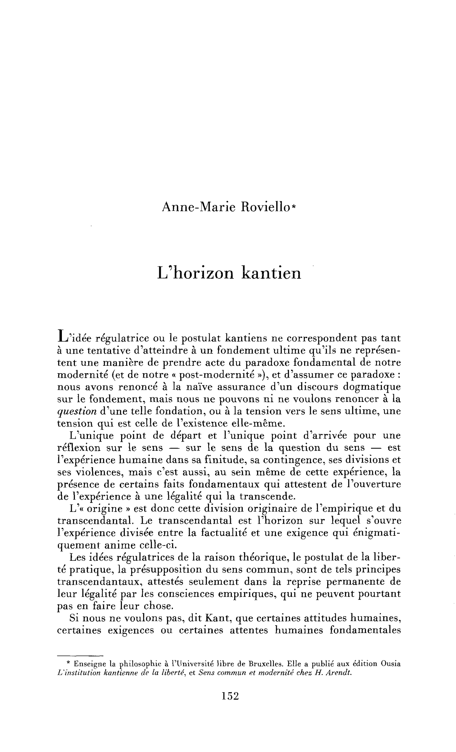 L’horizon kantien