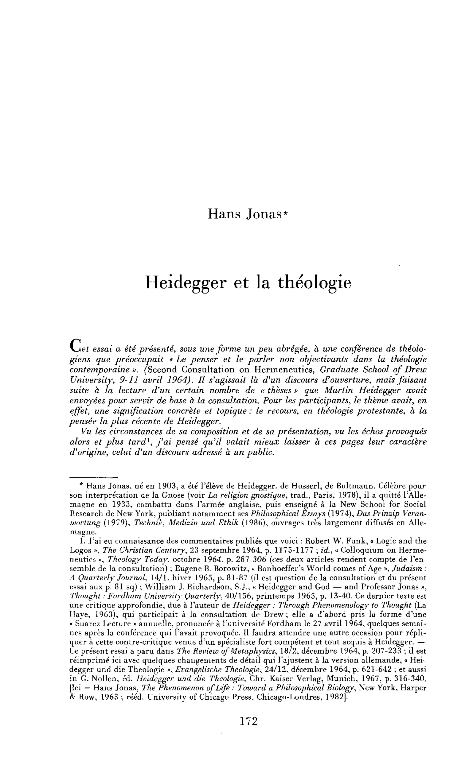 Heidegger et la théologie