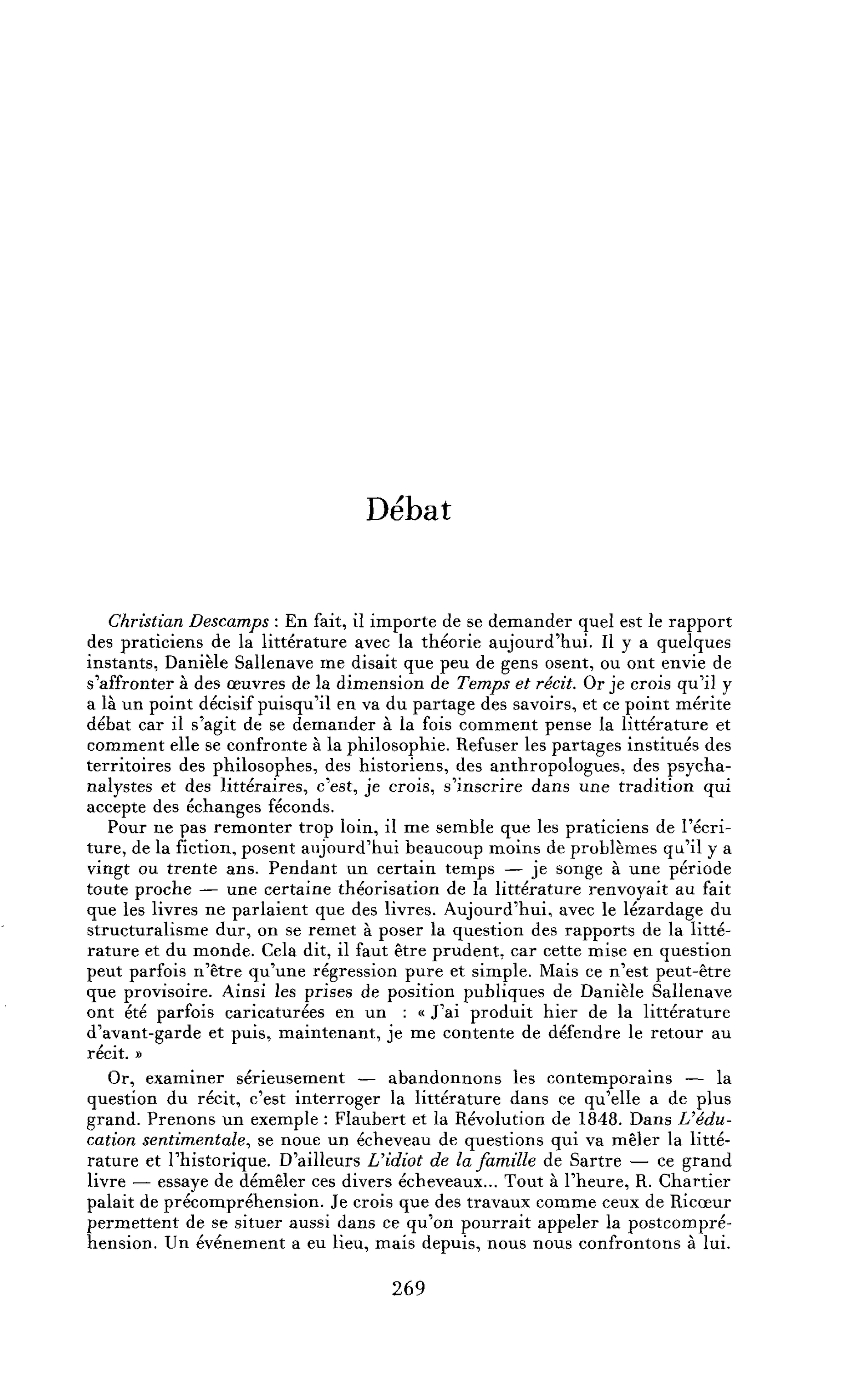 Débat : Autour du récit