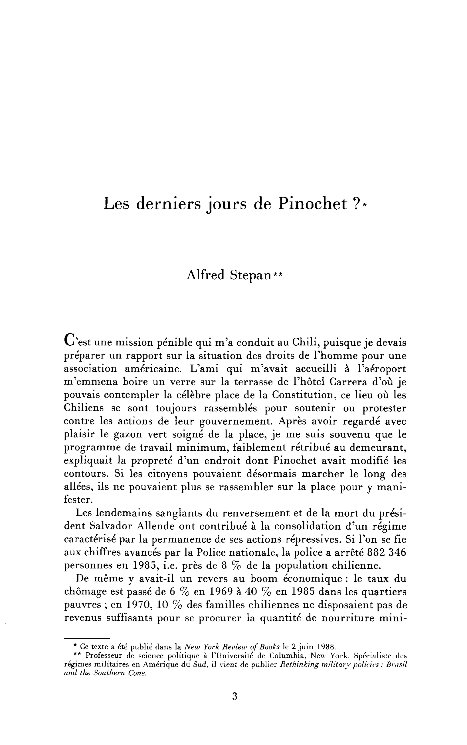 Les derniers jours de Pinochet ?