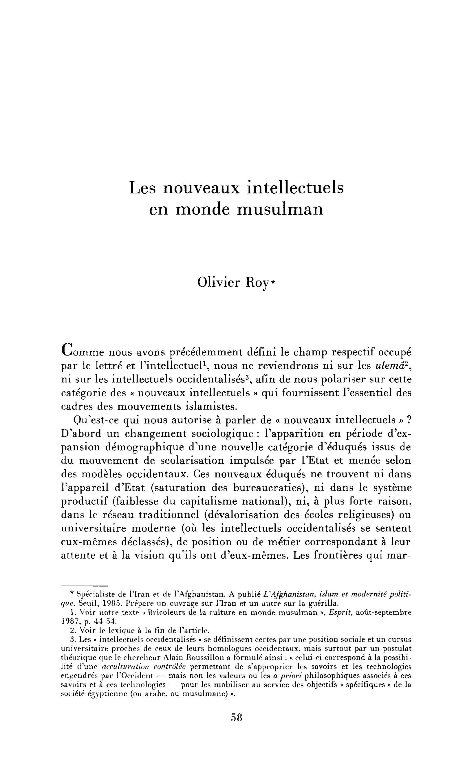 Les nouveaux intellectuels en monde musulman
