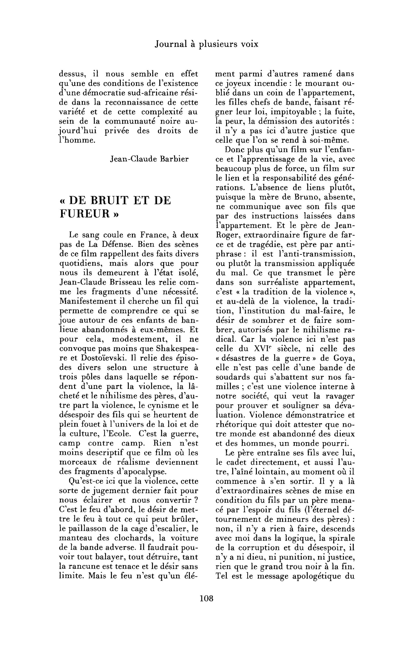 « De bruit et de fureur »