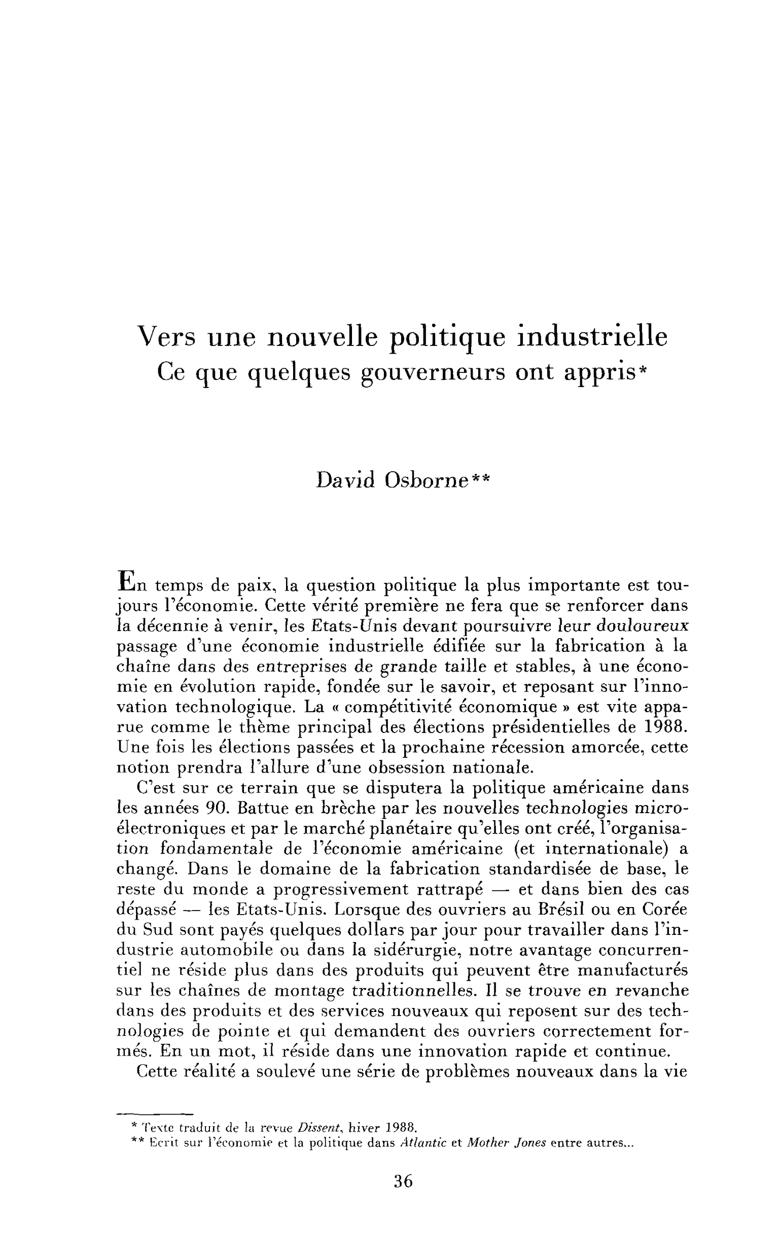 Vers une nouvelle politique industrielle : ce que quelques gouverneurs ont appris