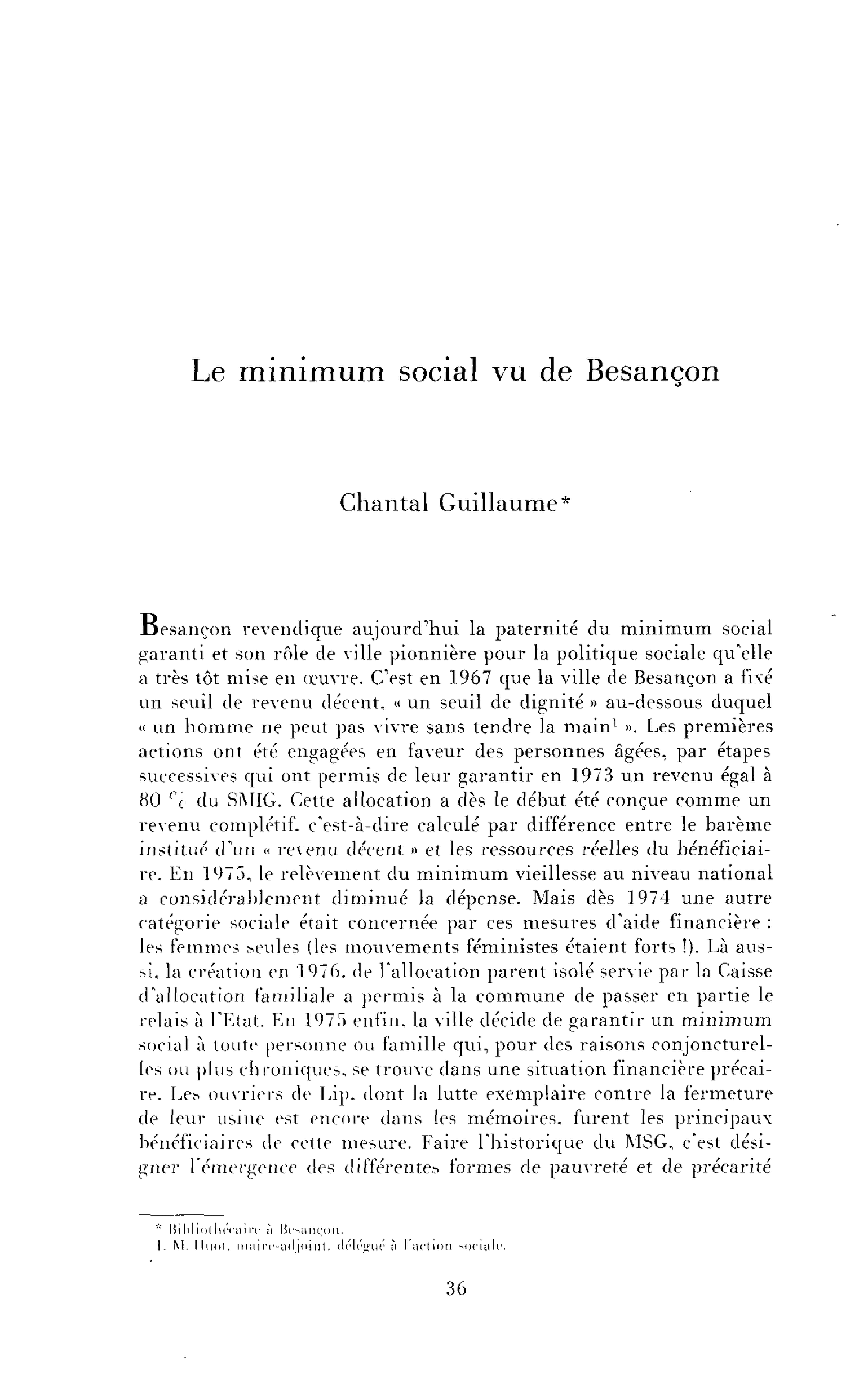 Le minimum social vu de Besançon