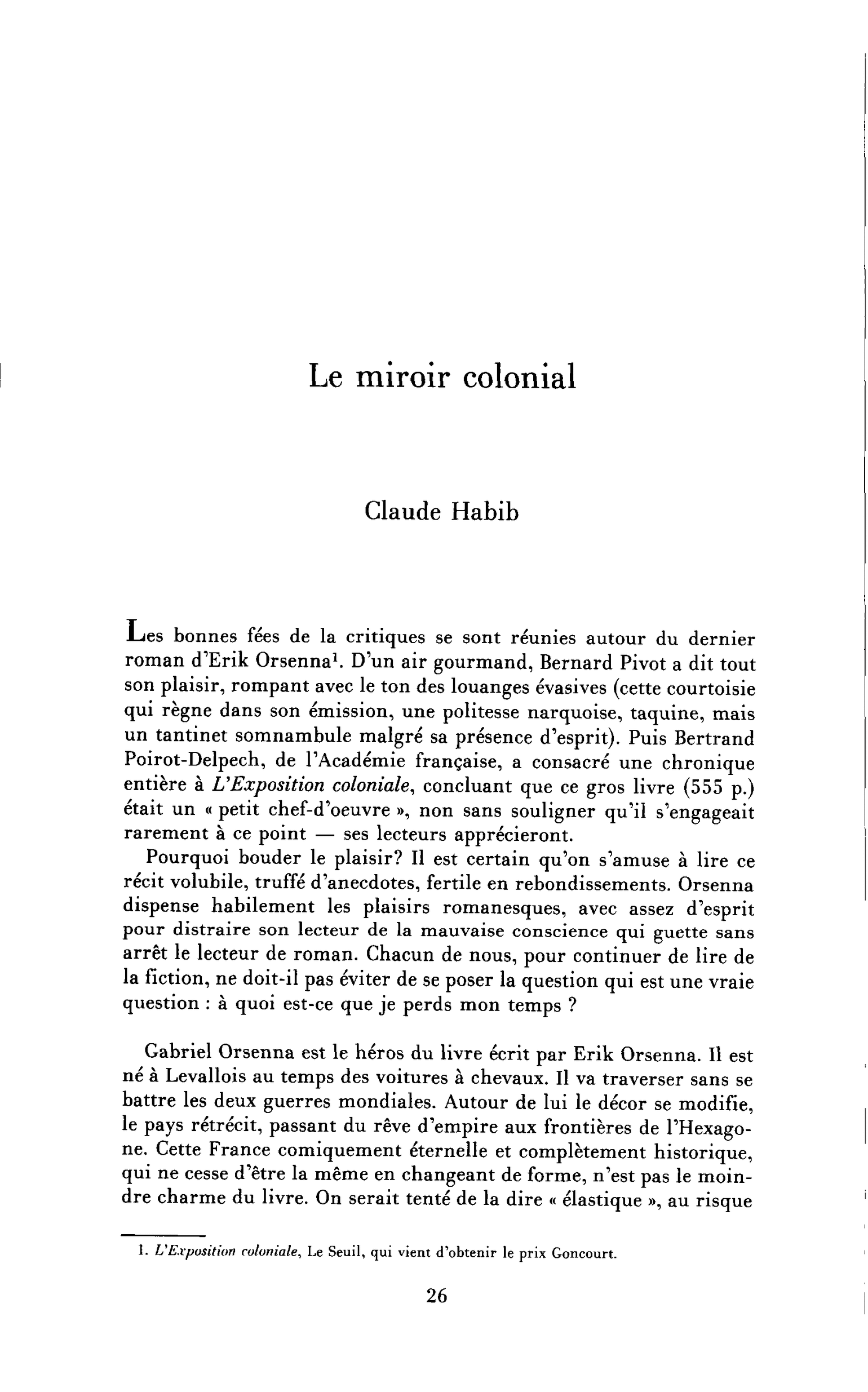 Le miroir colonial