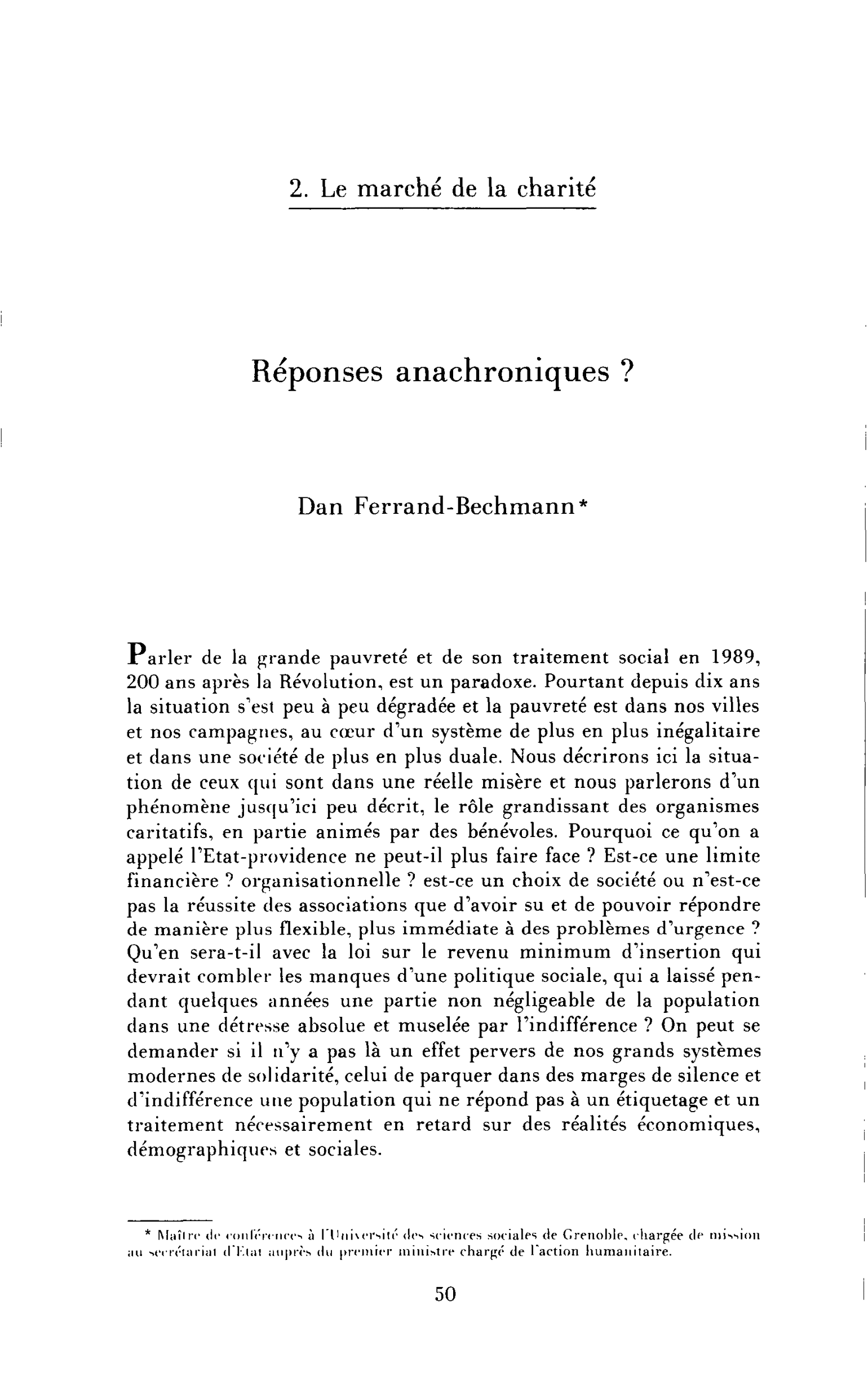 Réponses anachroniques ?