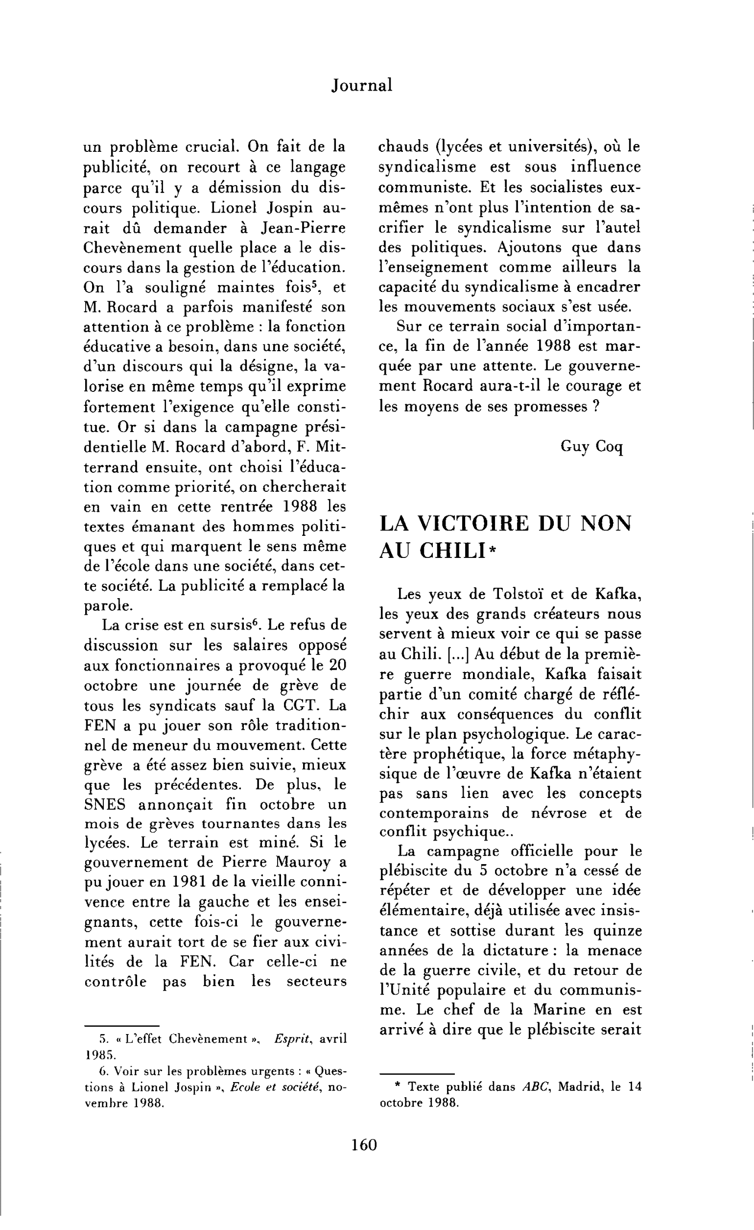 La victoire du non au Chili