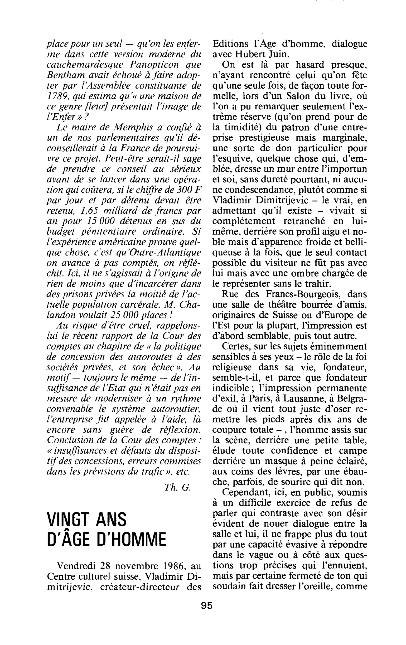Vingt d’âge d’homme