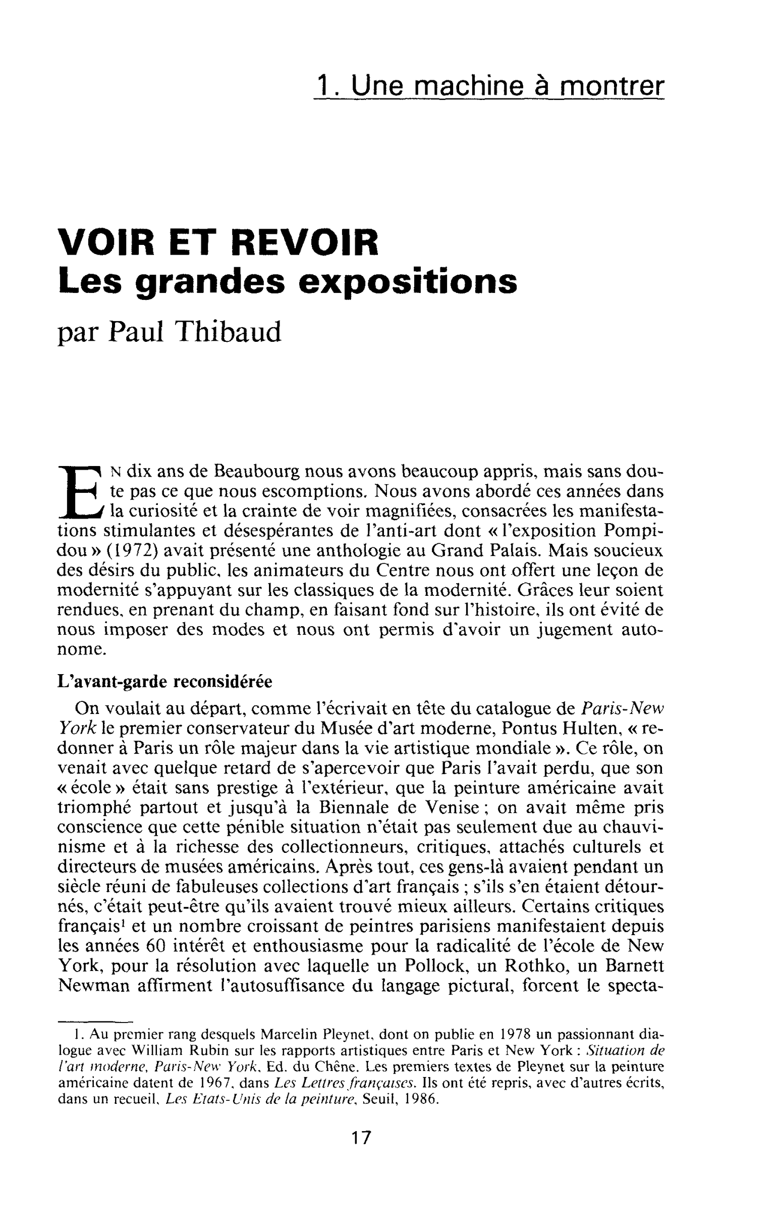 Voir et revoir (les grandes expositions)