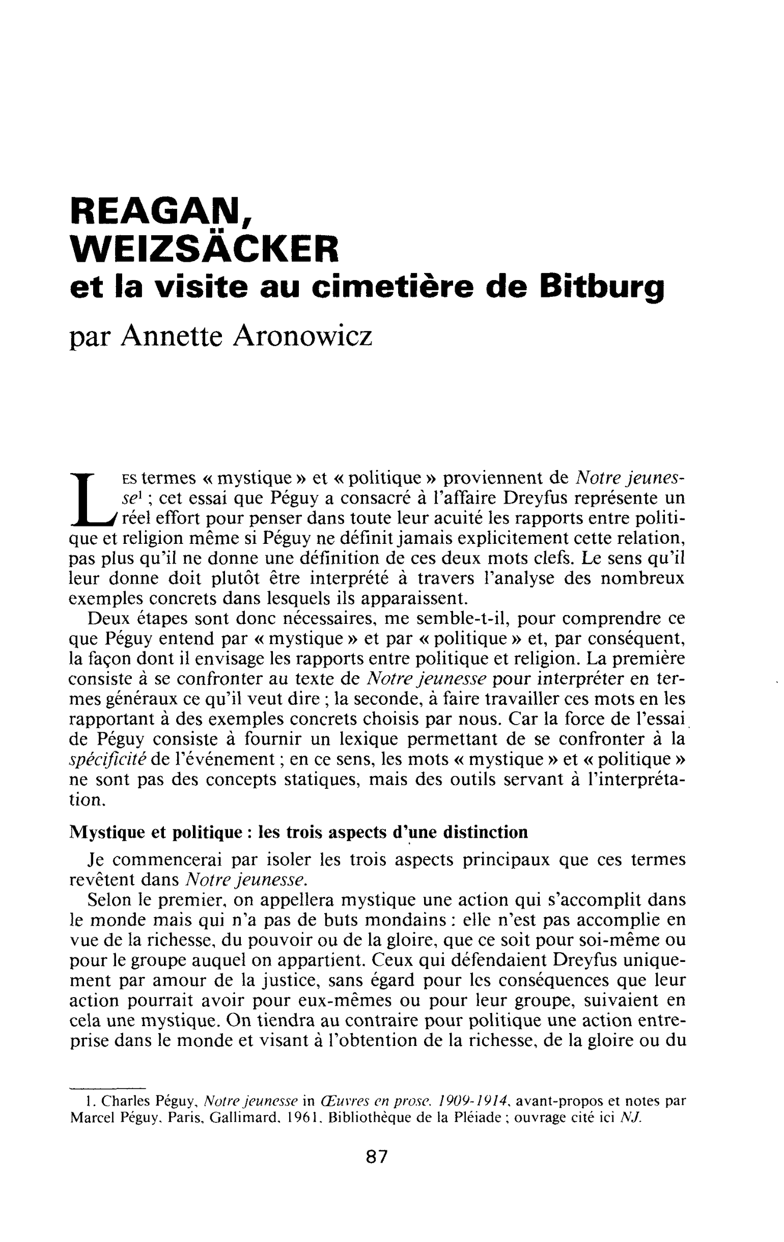 Reagan, Weizsäcker et la visite au cimetière de Bitburg