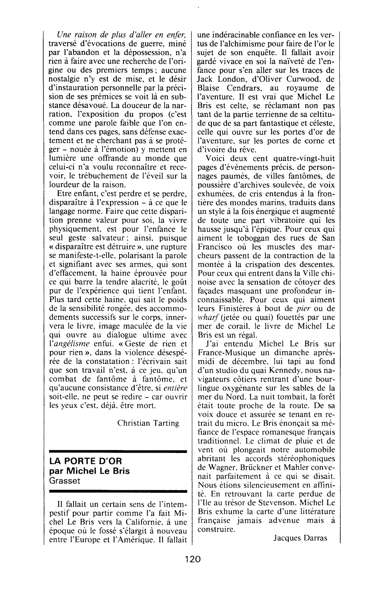 La porte d’or (Michel Le Bris)