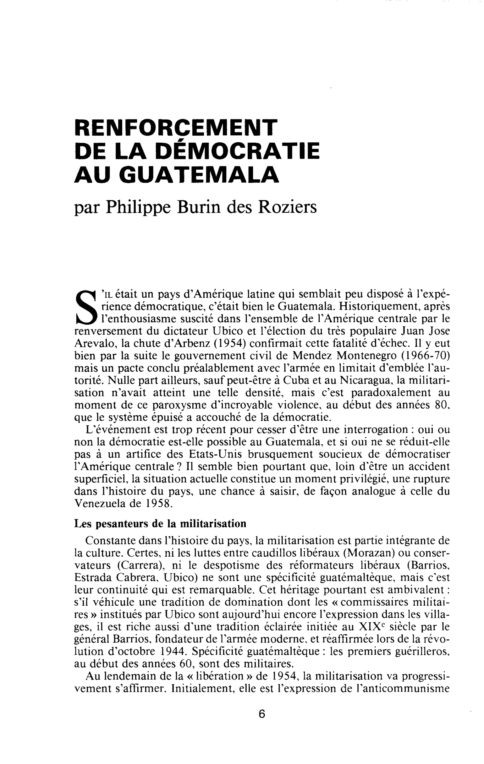 Renforcement de la démocratie au Guatemala