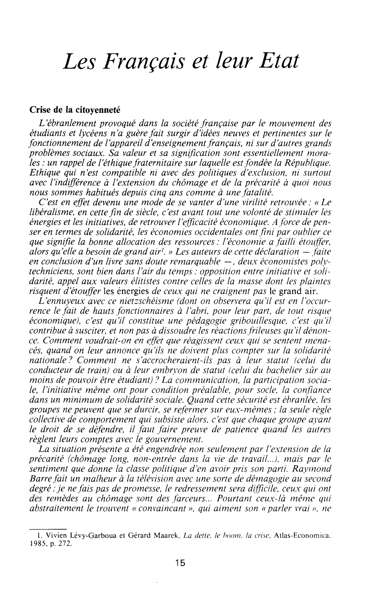Les français et leur Etat. Introduction