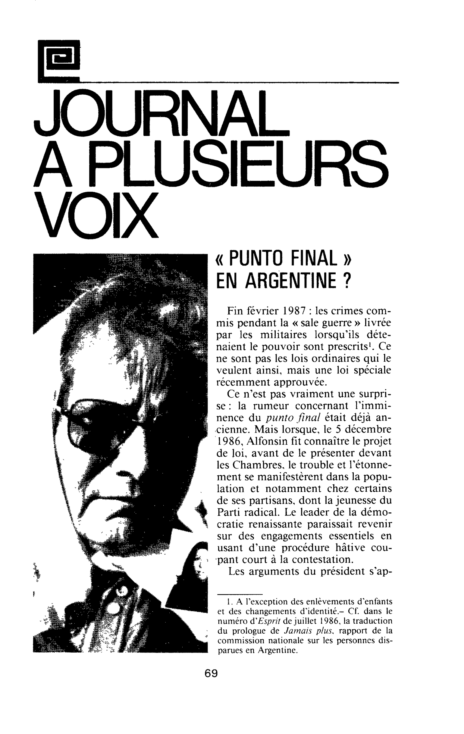 « Punto final » en Argentine?