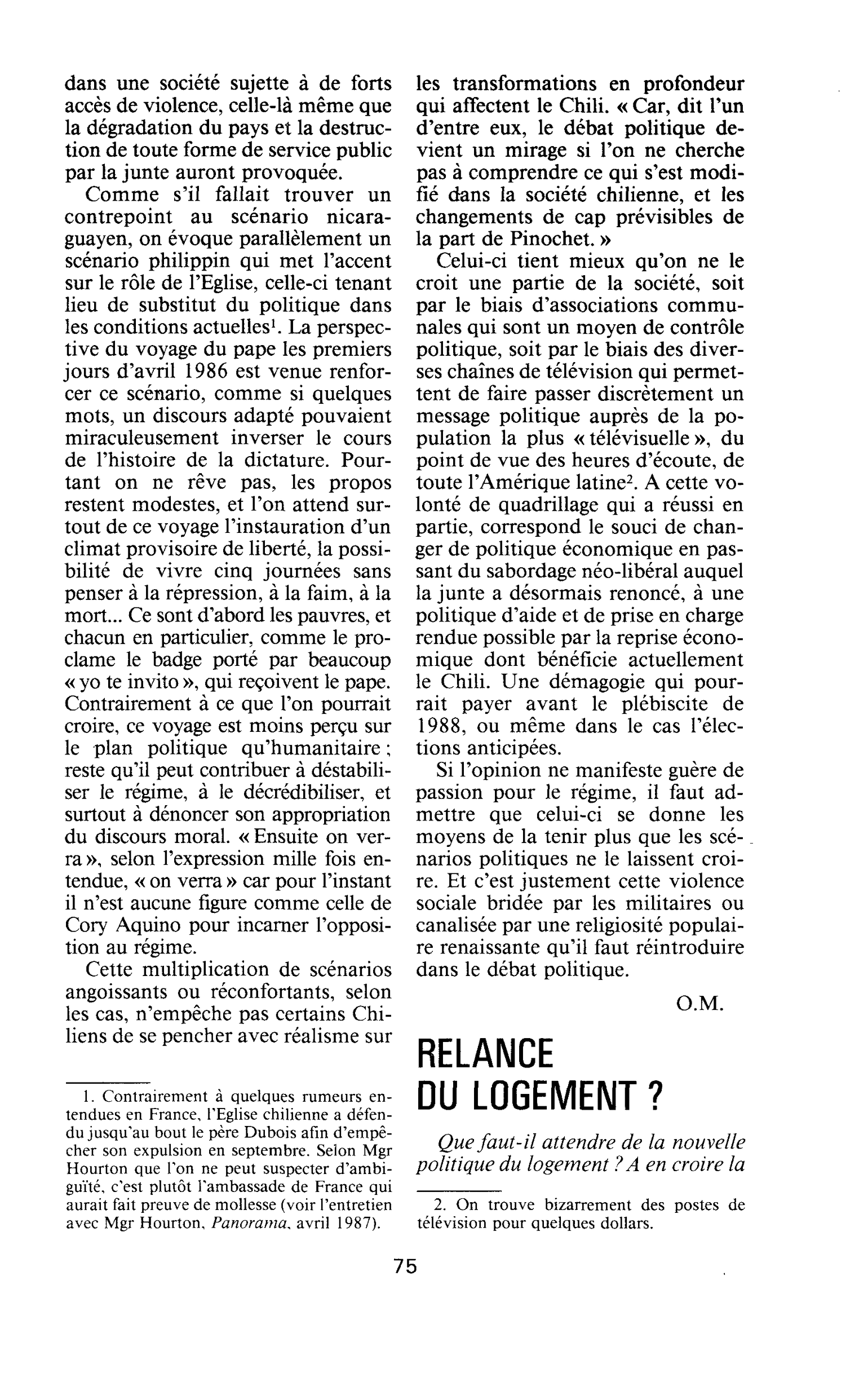 Relance du logement?