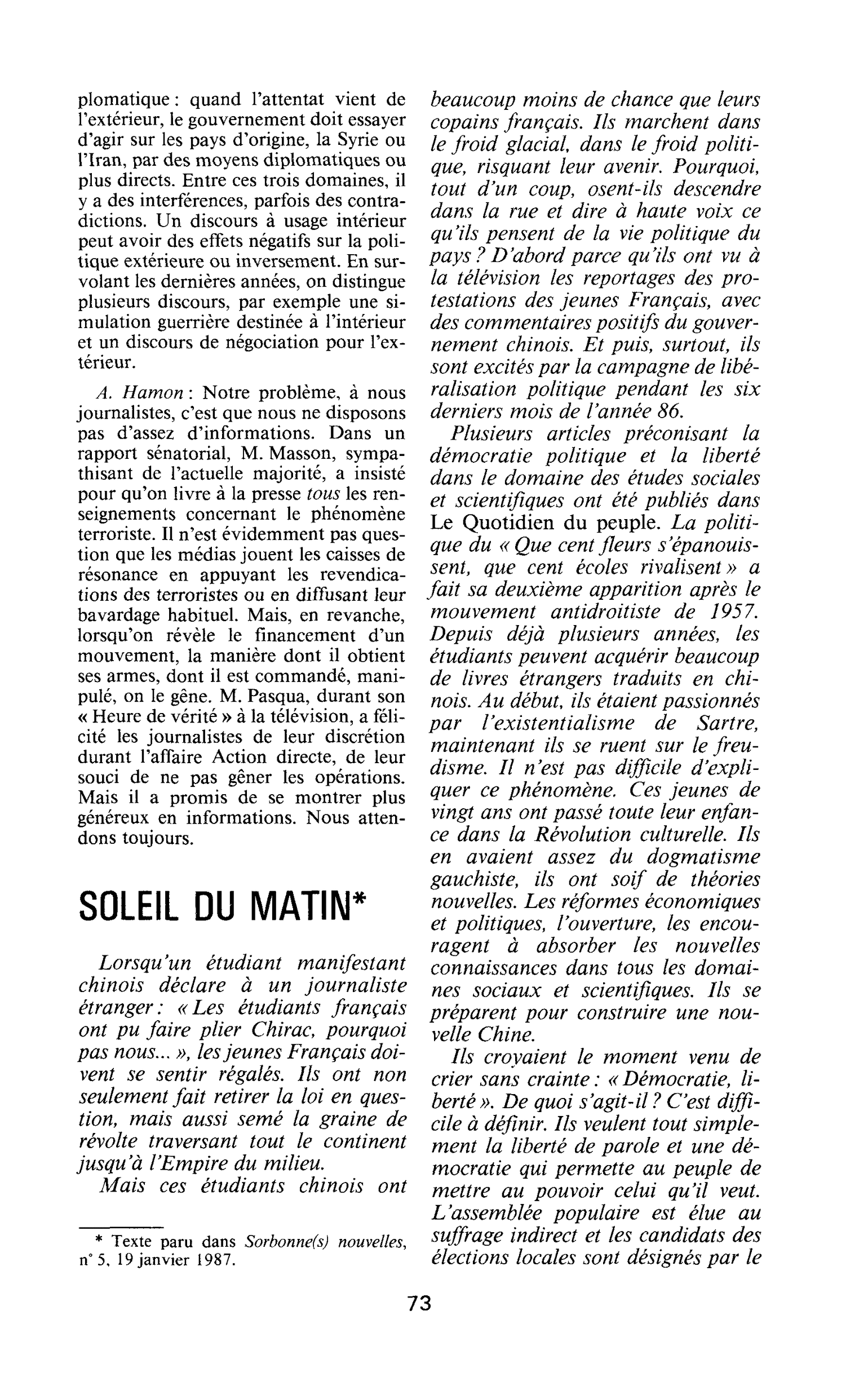Soleil du matin