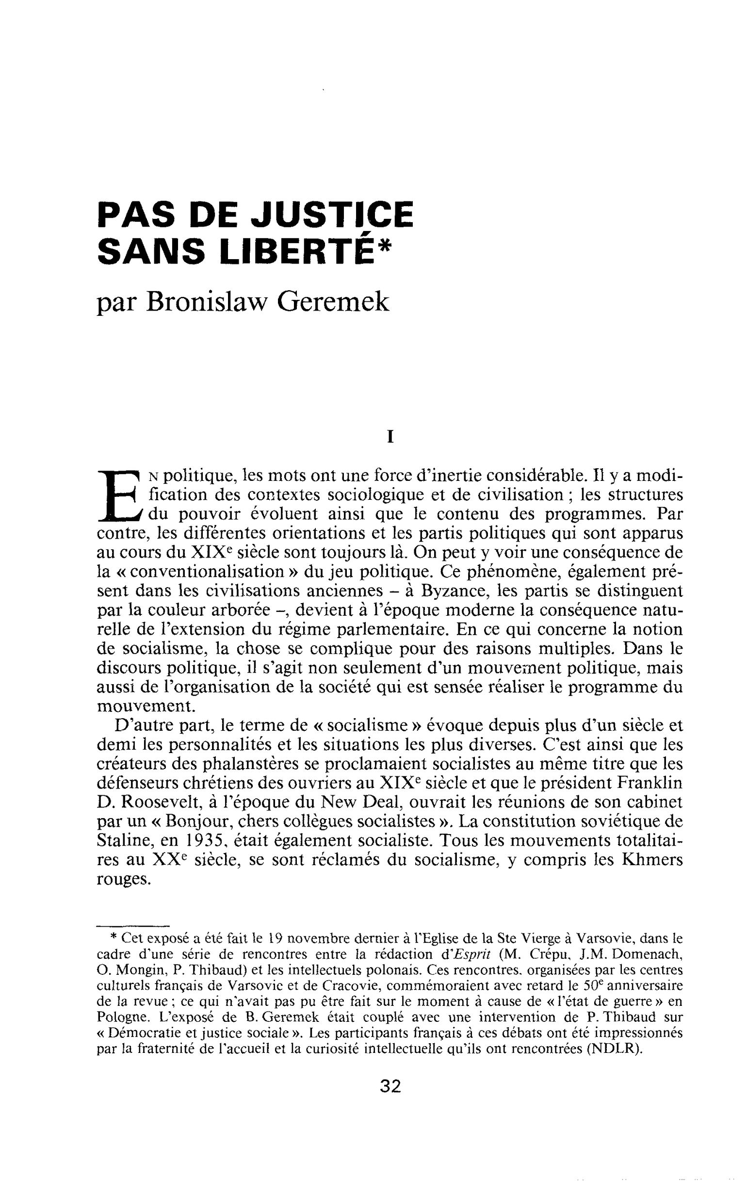 Pas de justice sans liberté