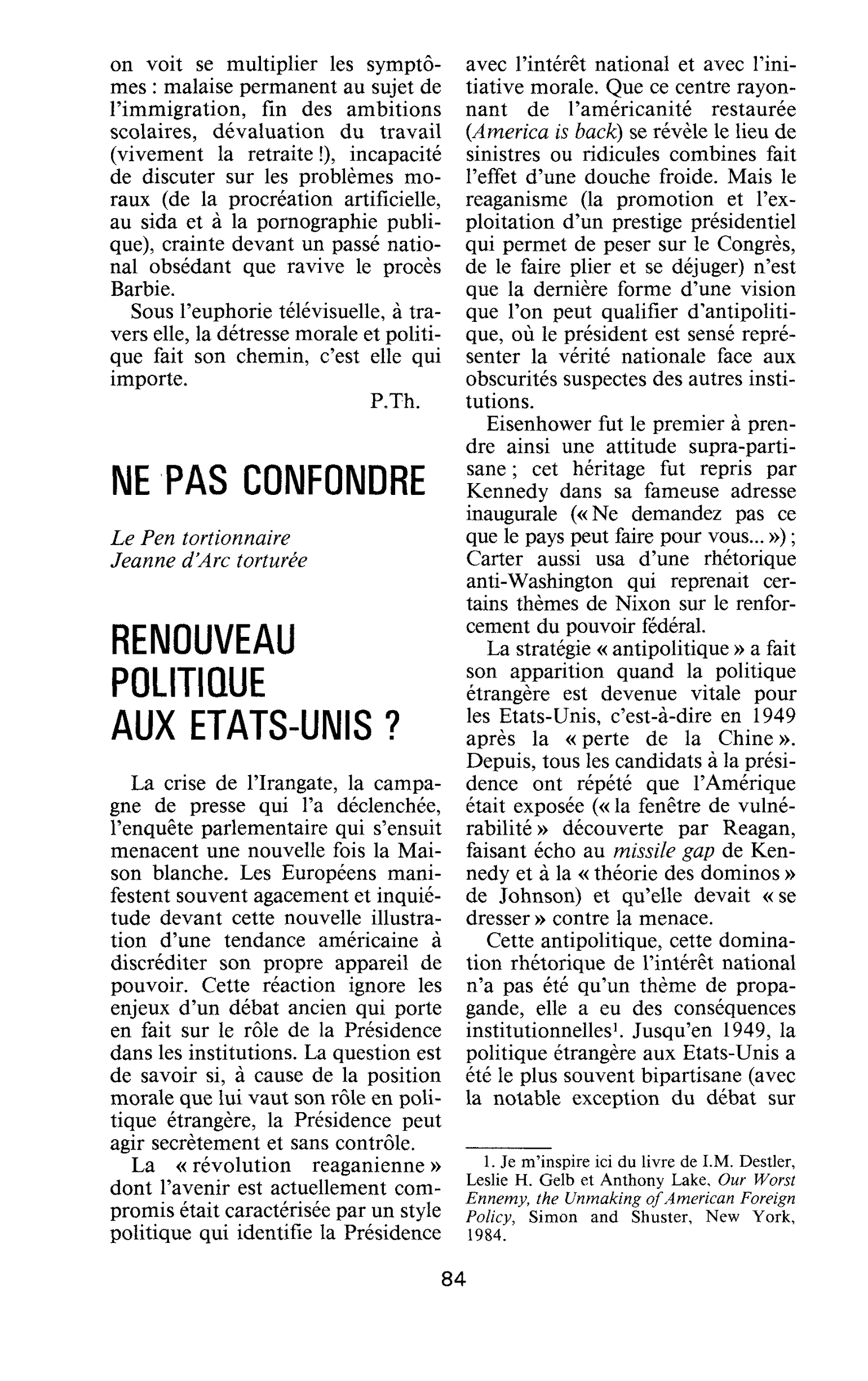 Renouveau politique aux Etats-Unis?