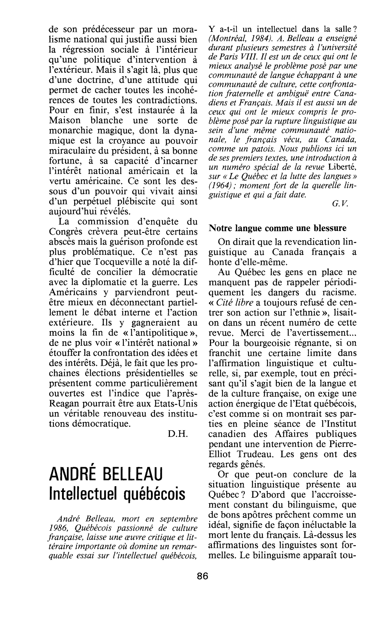 André Belleau, intellectuel québécois