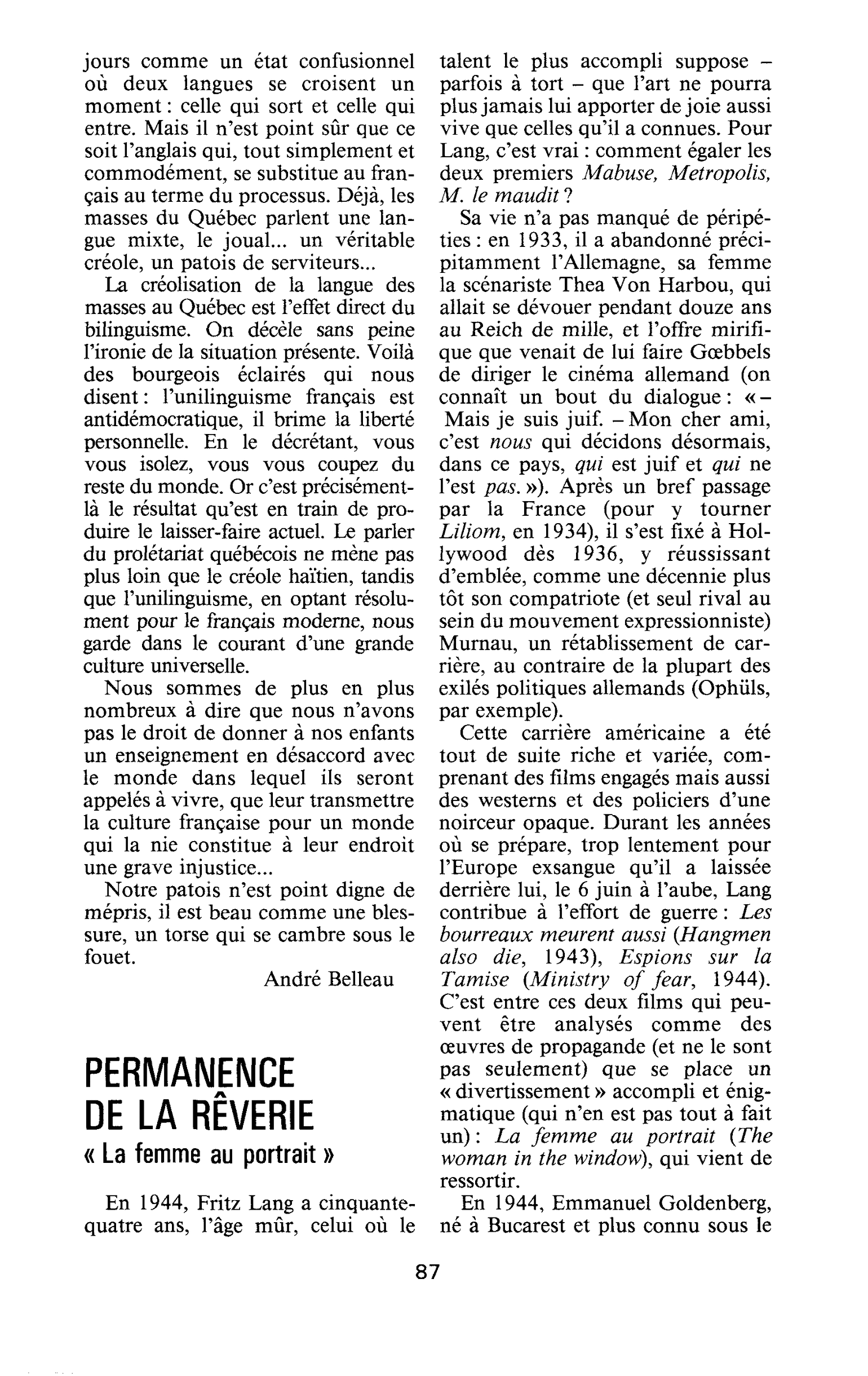 Permanence de la rêverie - « La femme au portrait »