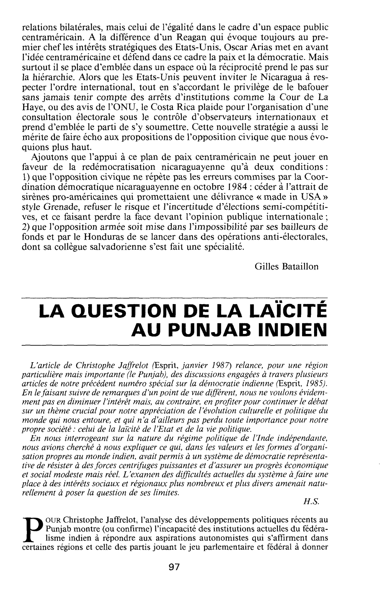 La question de la laïcité au Punjab indien
