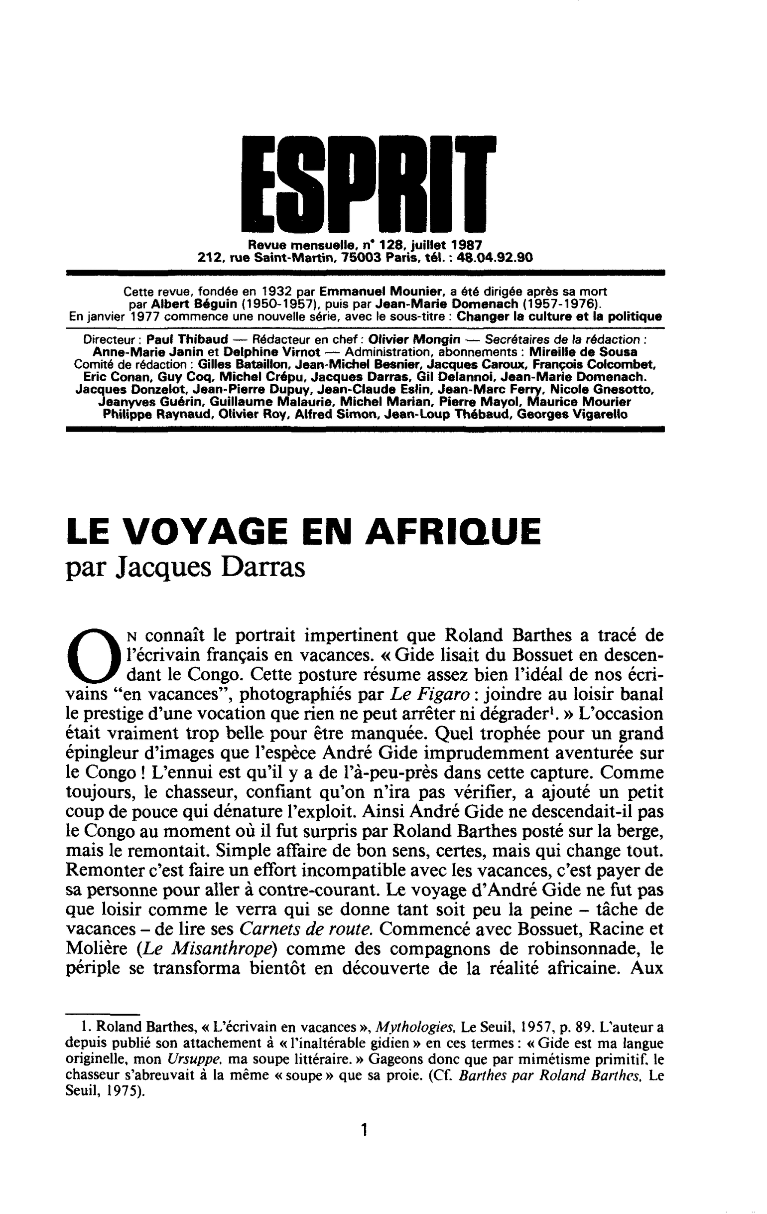 Le voyage en Afrique