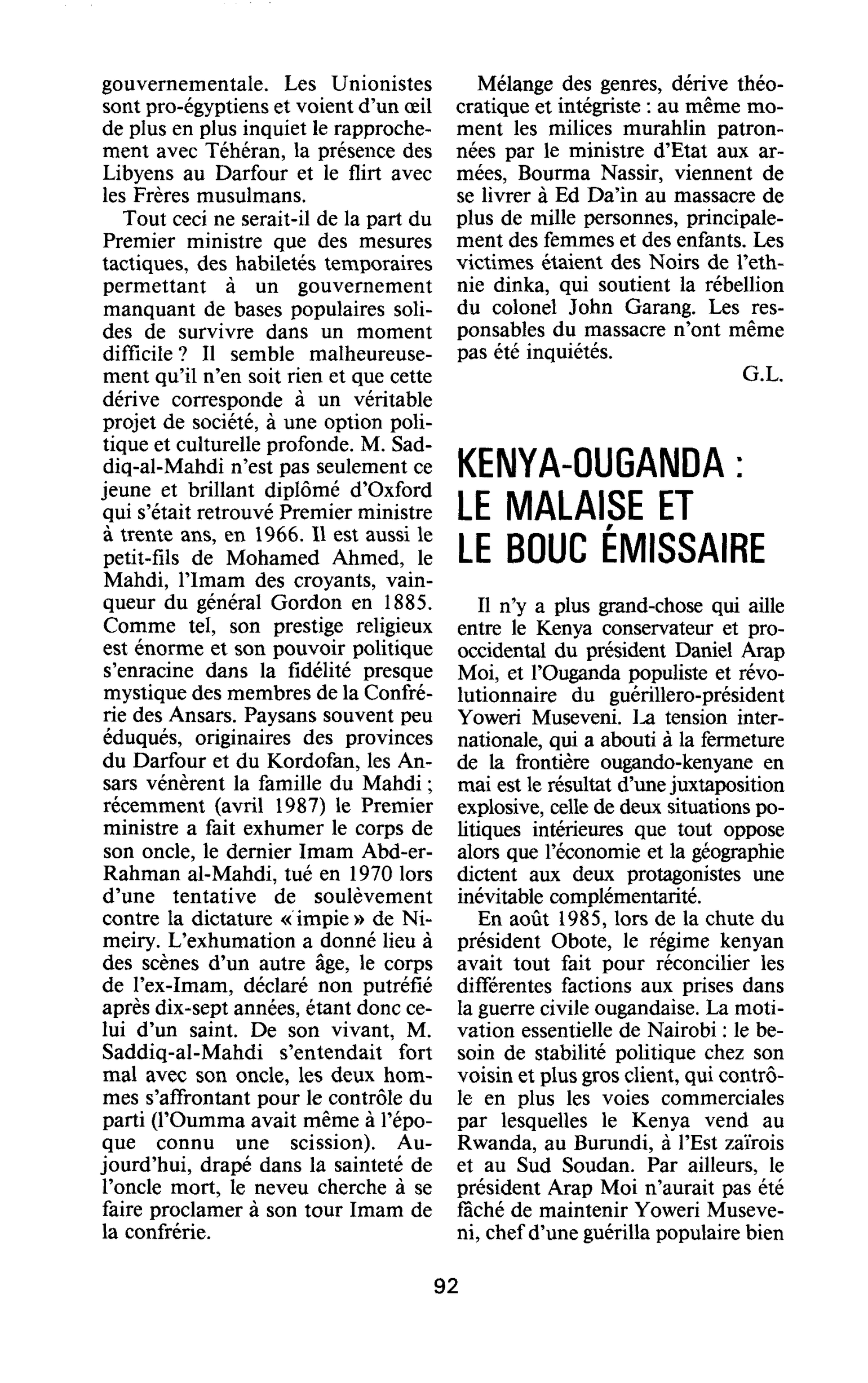 Kenya-Ouganda: le malaise et le bouc émissaire