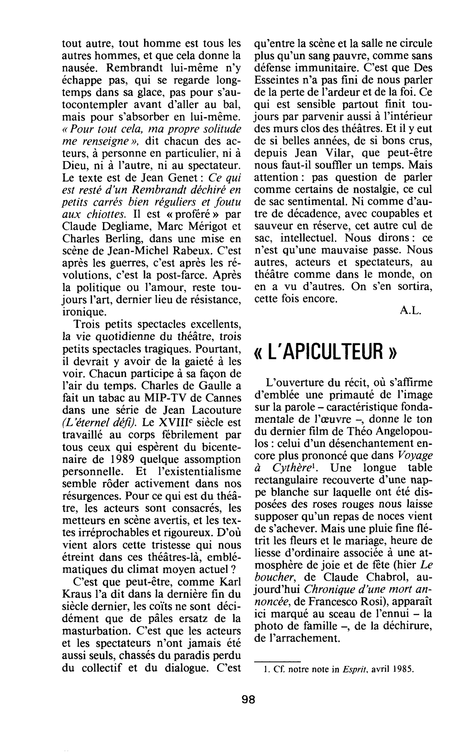 « L’apiculteur »
