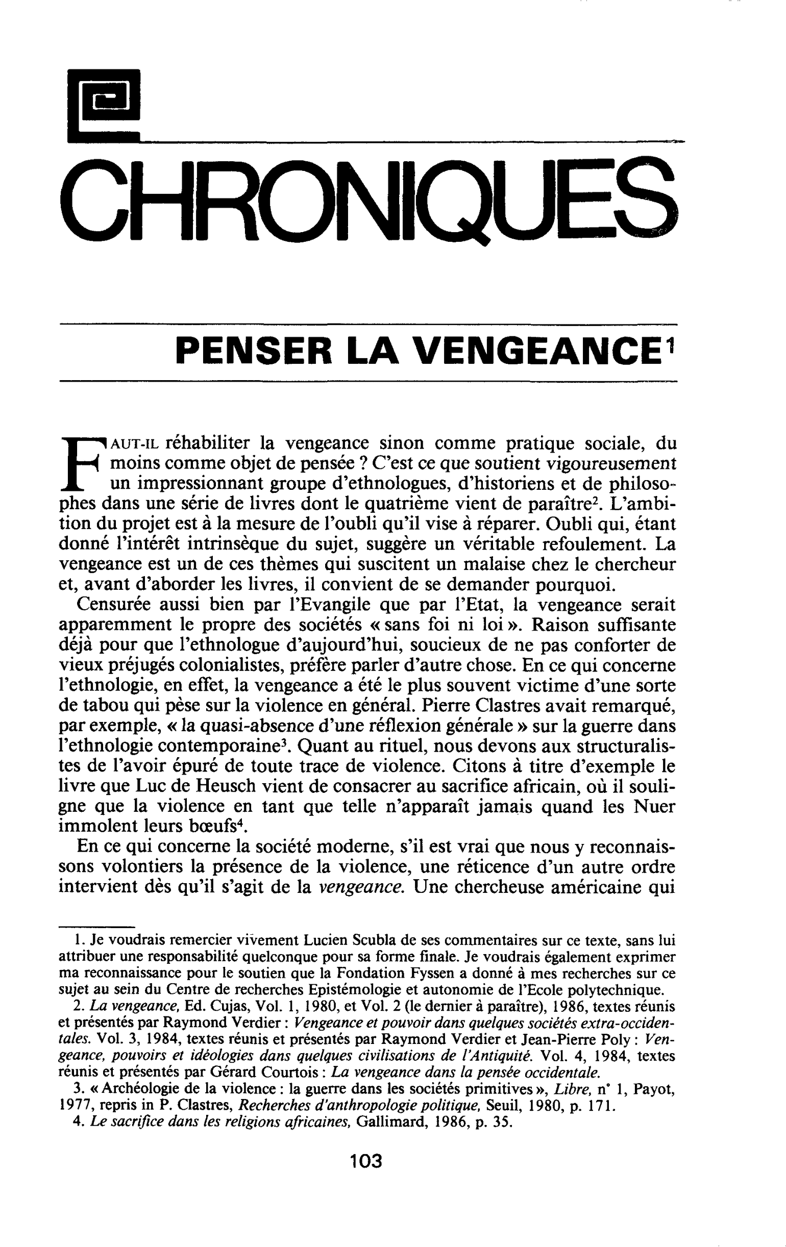 Penser la vengeance